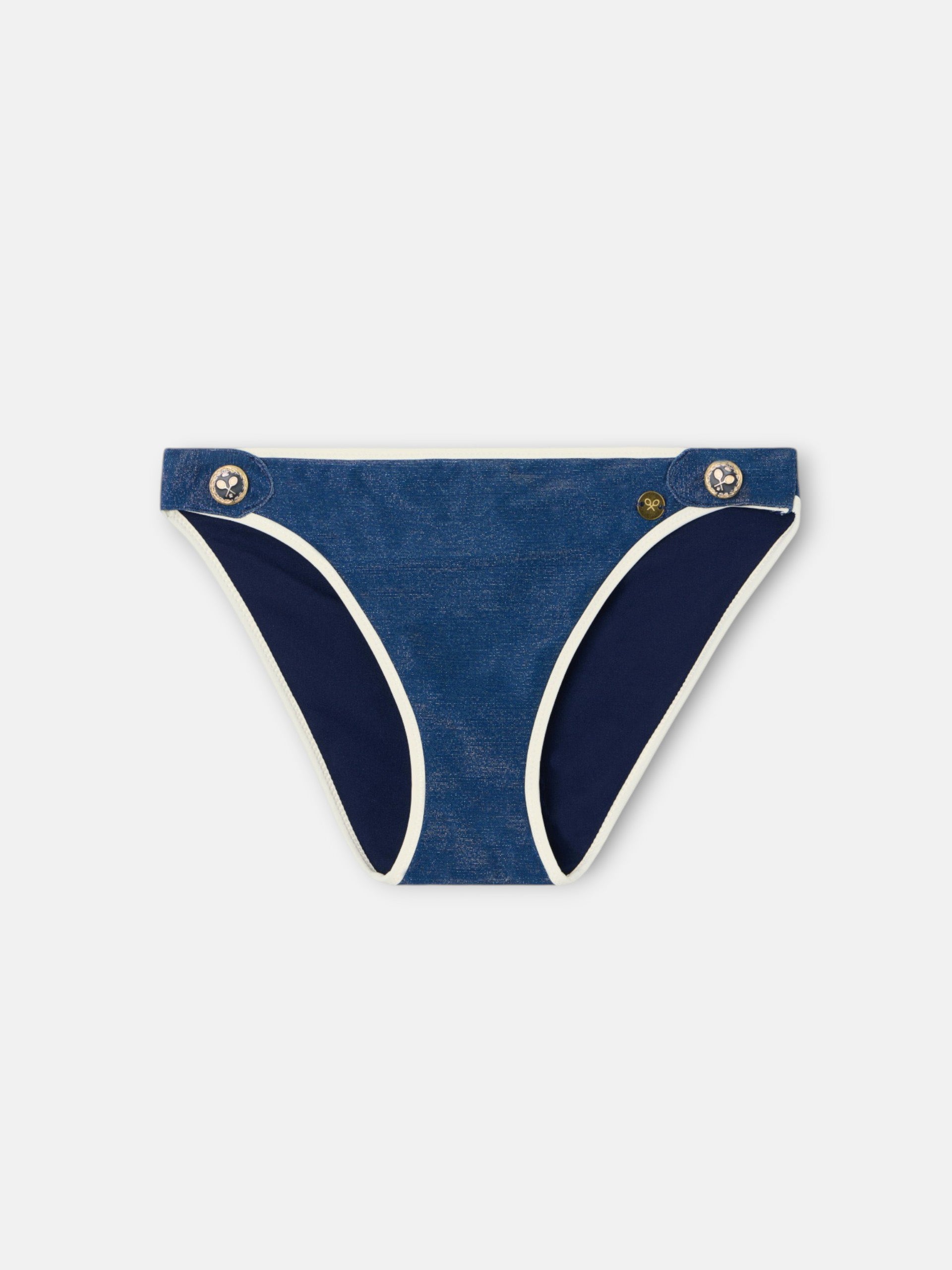 Culotte de bikini marin marin en lurex bleu