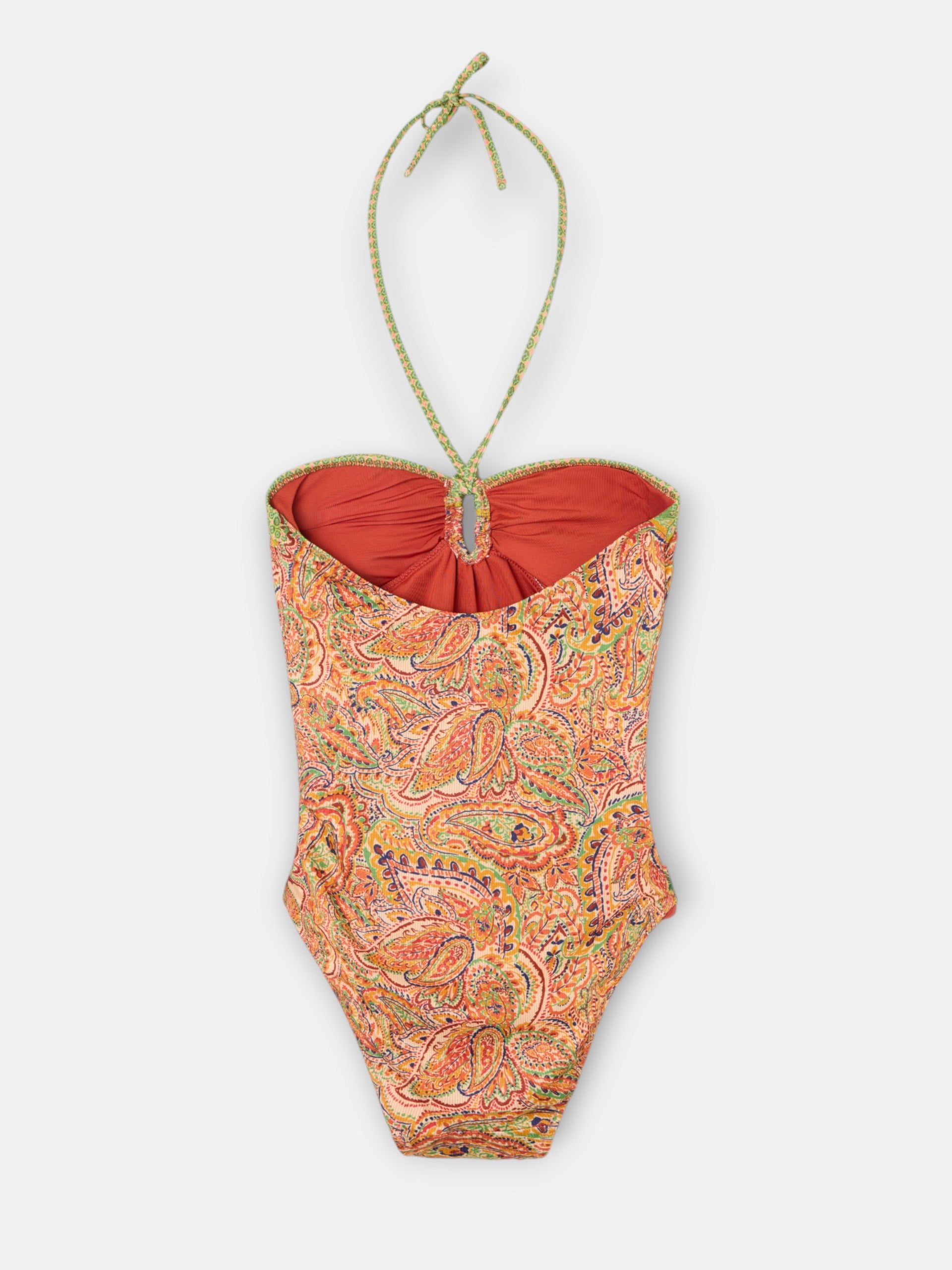 Orange paisley print swimsuit