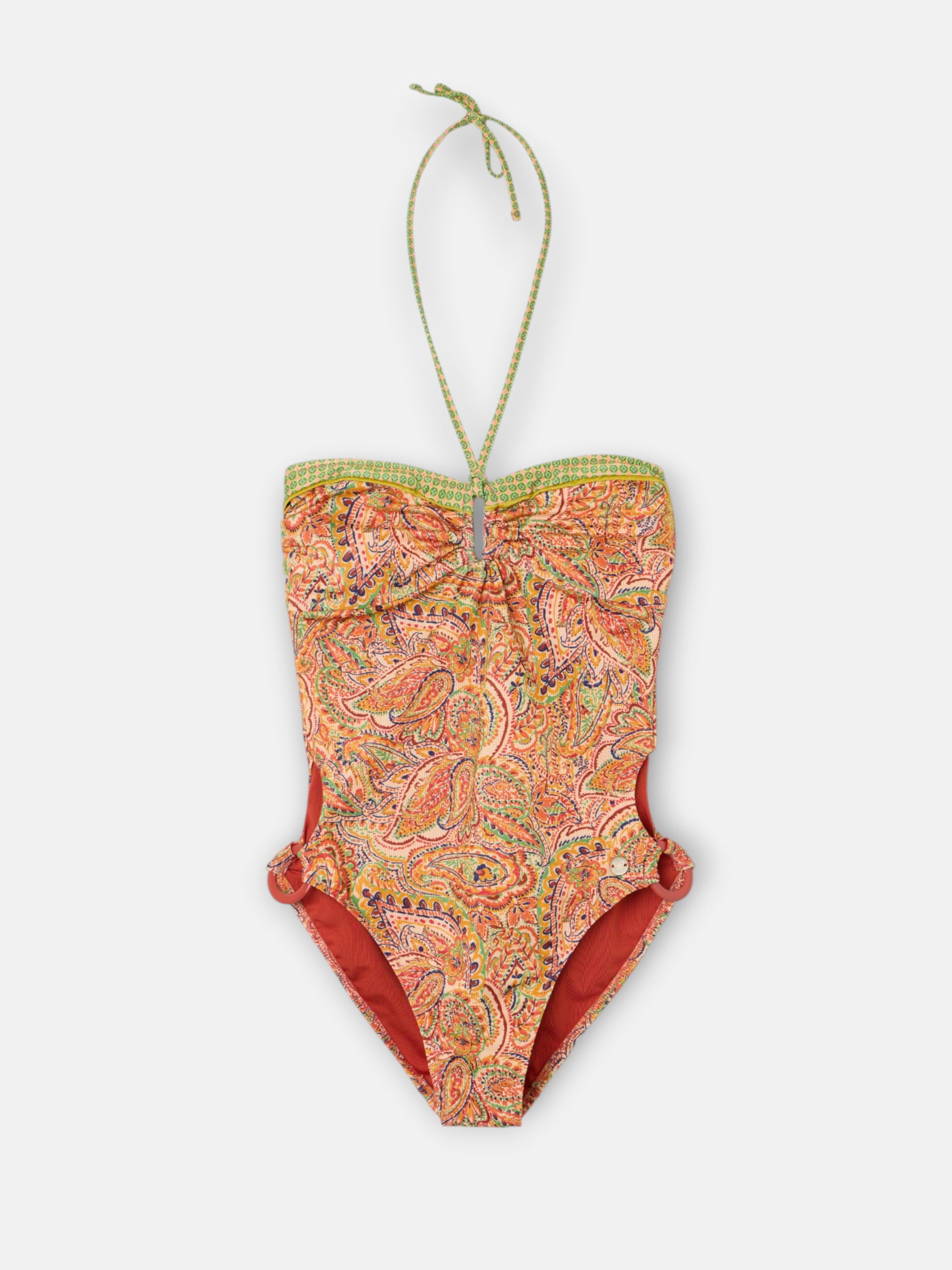 Orange paisley print swimsuit