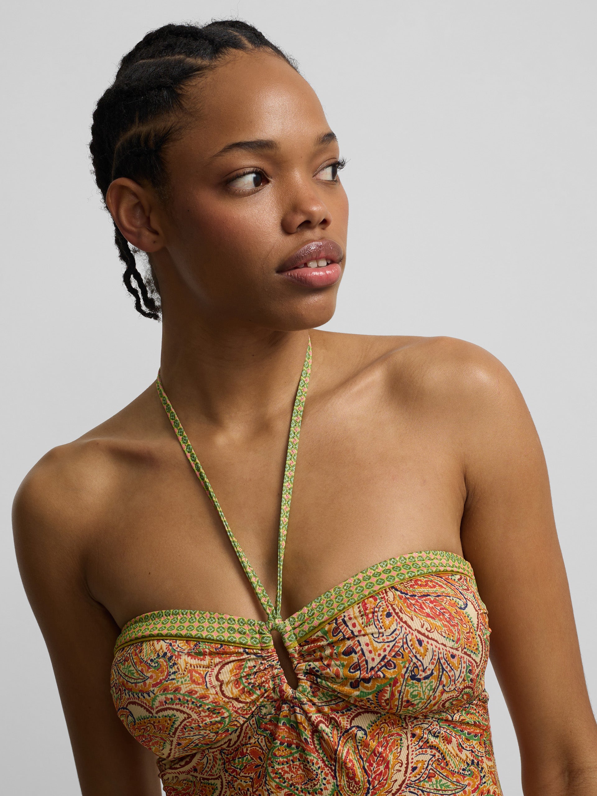 Orange paisley print swimsuit