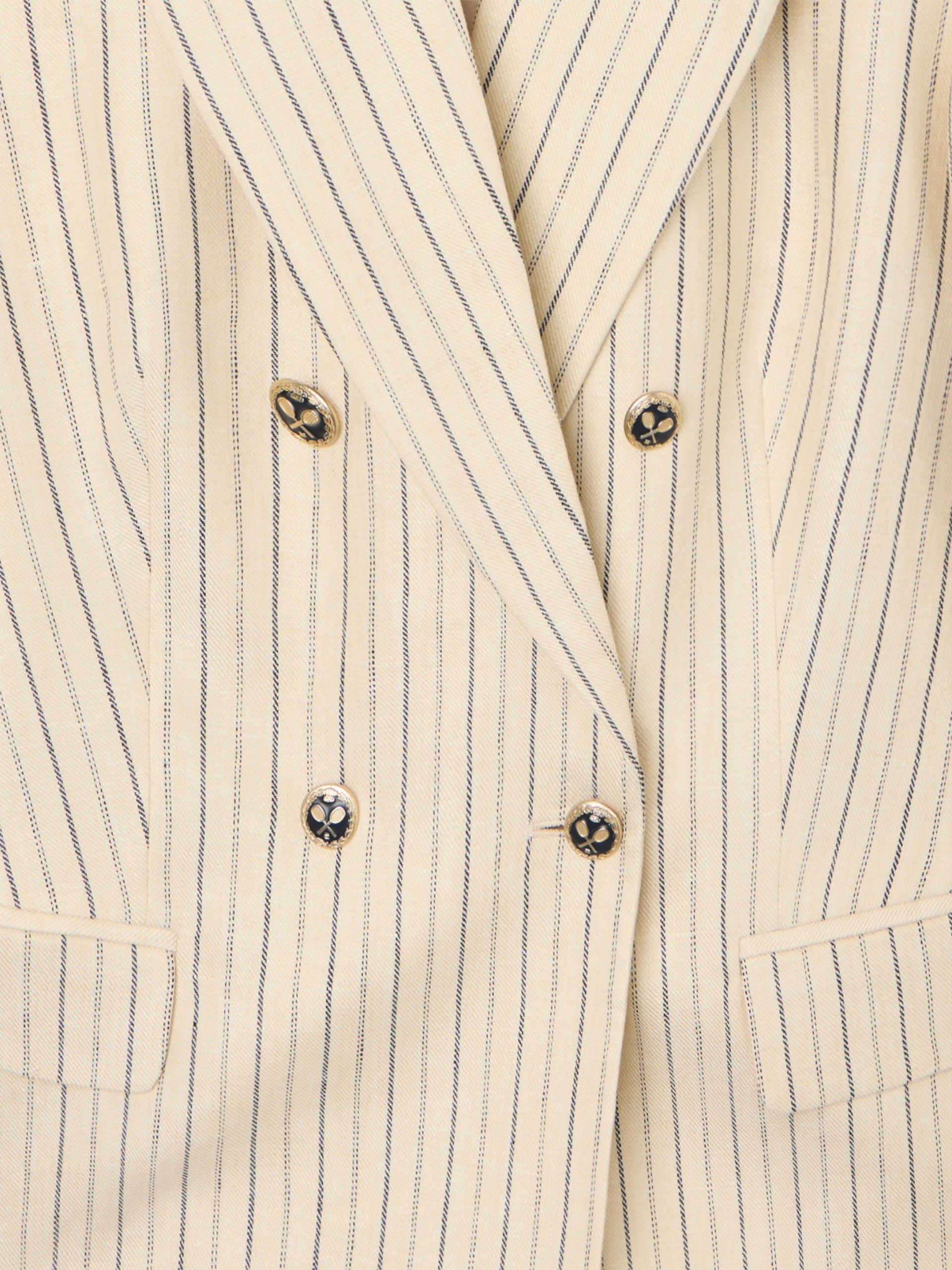 Americana cruzada cruda rayas azules