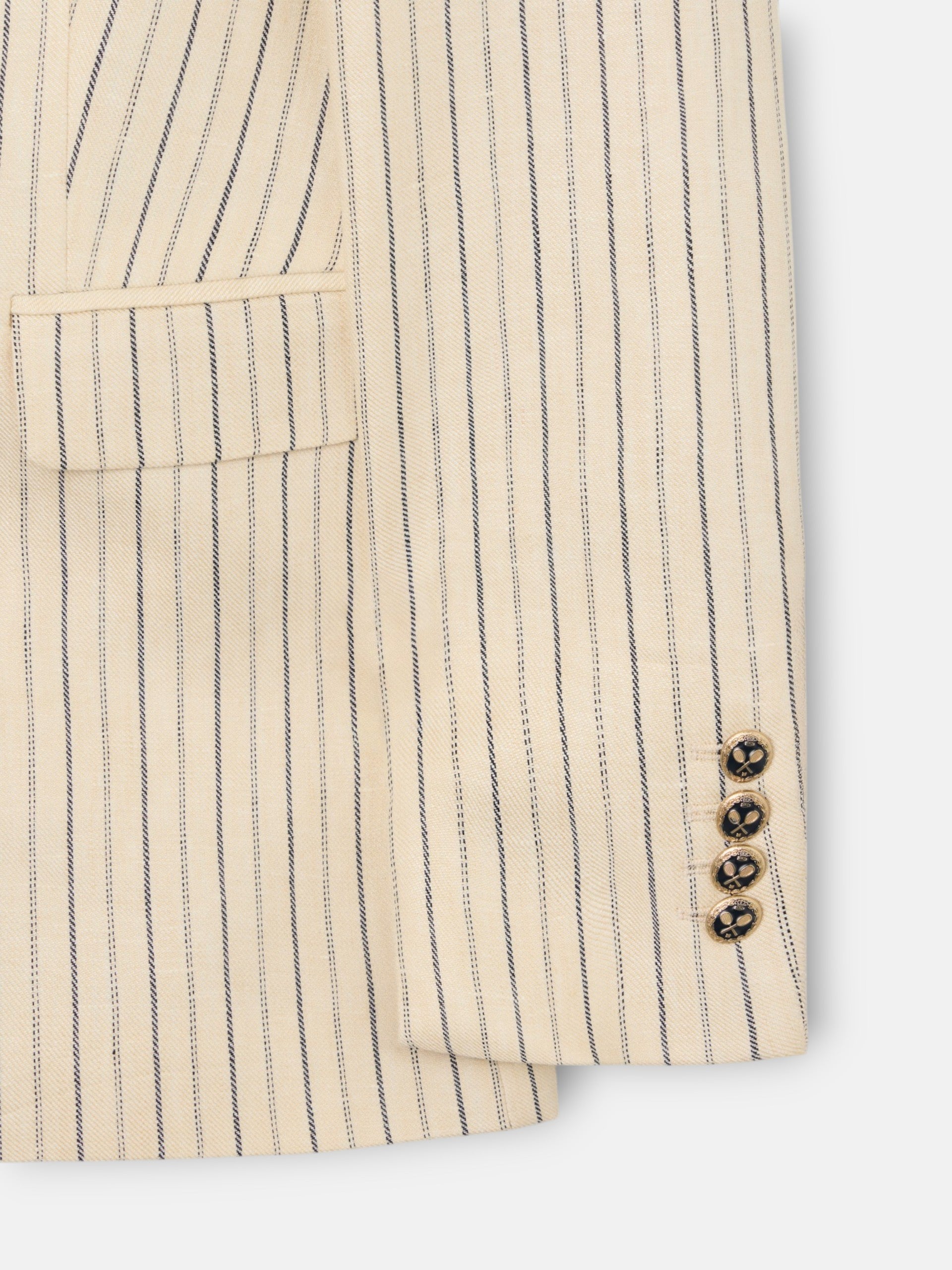 Americana cruzada cruda rayas azules