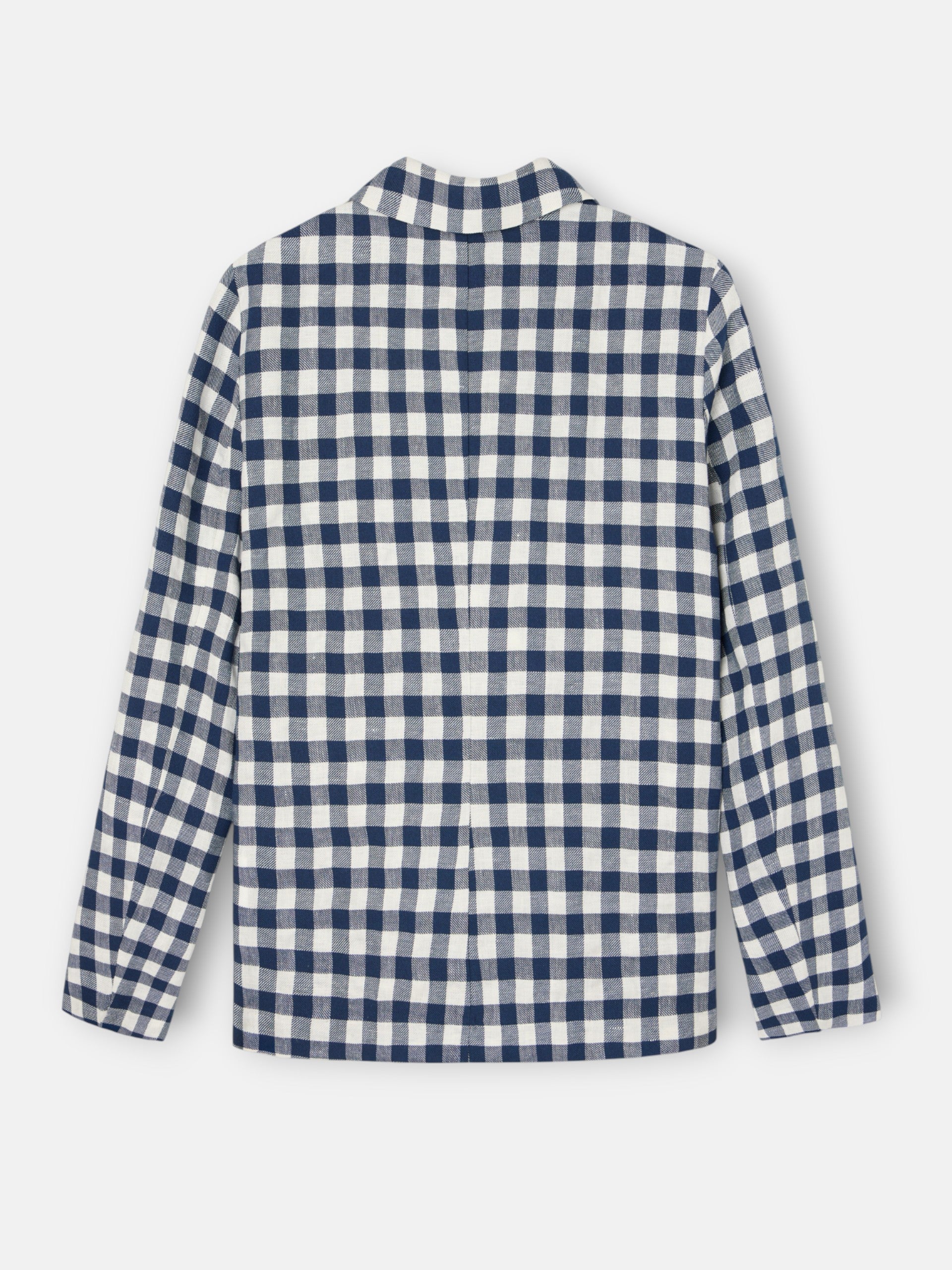 American double-breasted gingham navy