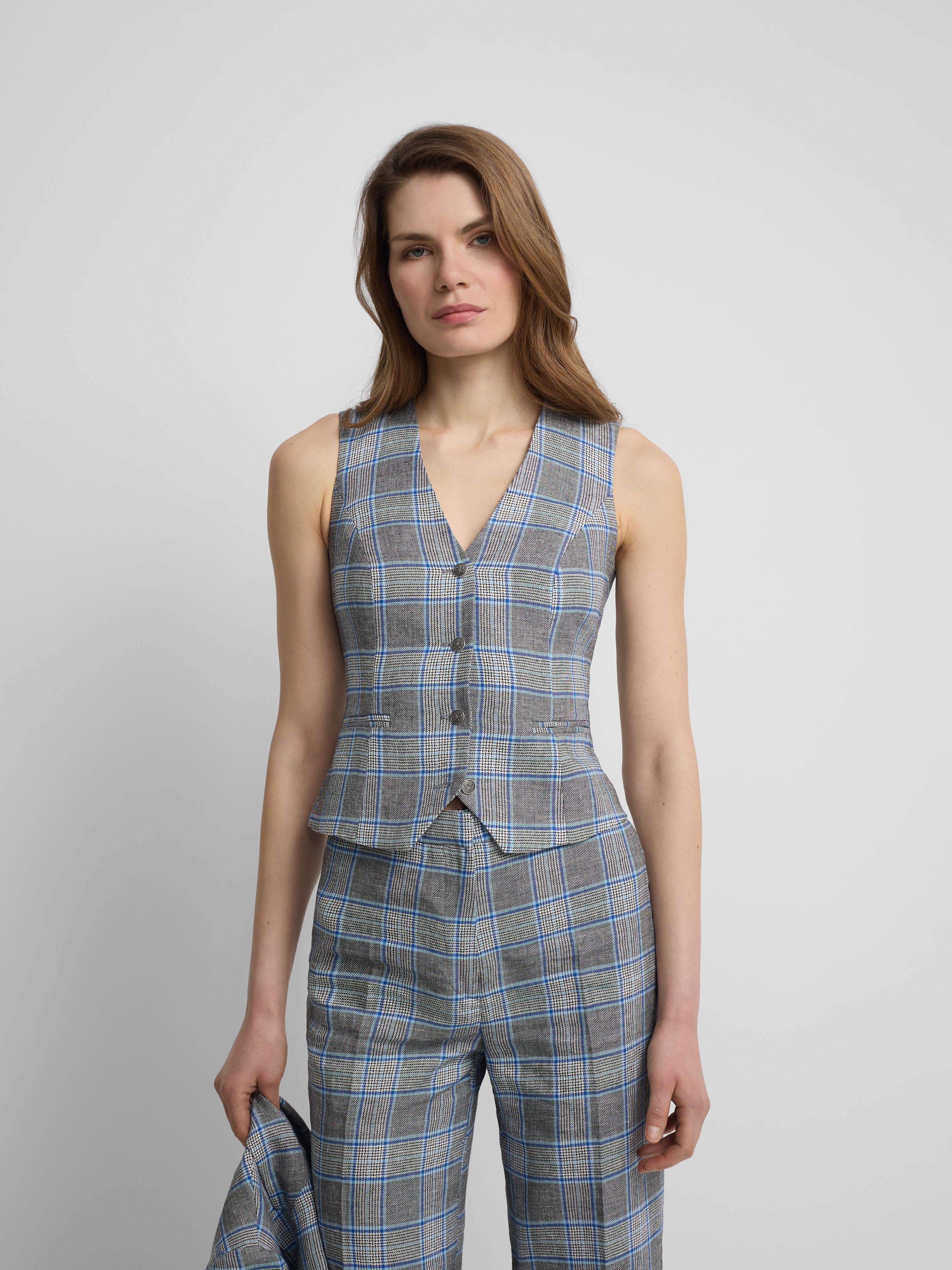 classic navy plaid vest