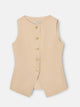 gilet boutonné en lin beige