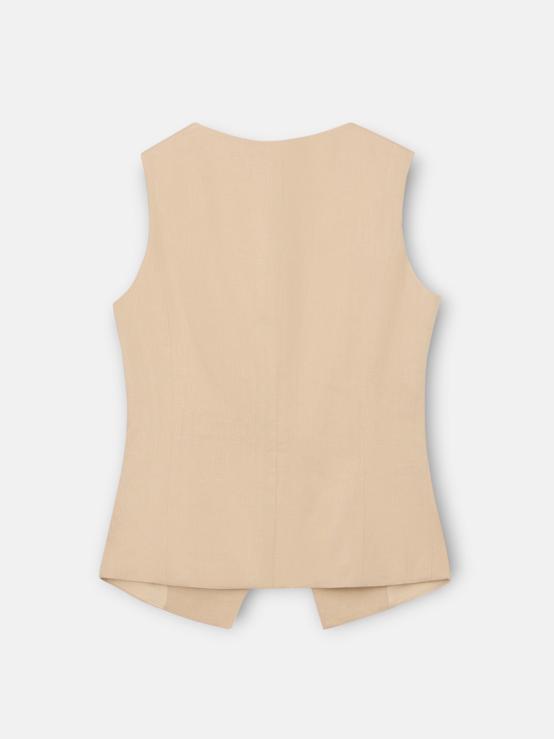 gilet boutonné en lin beige