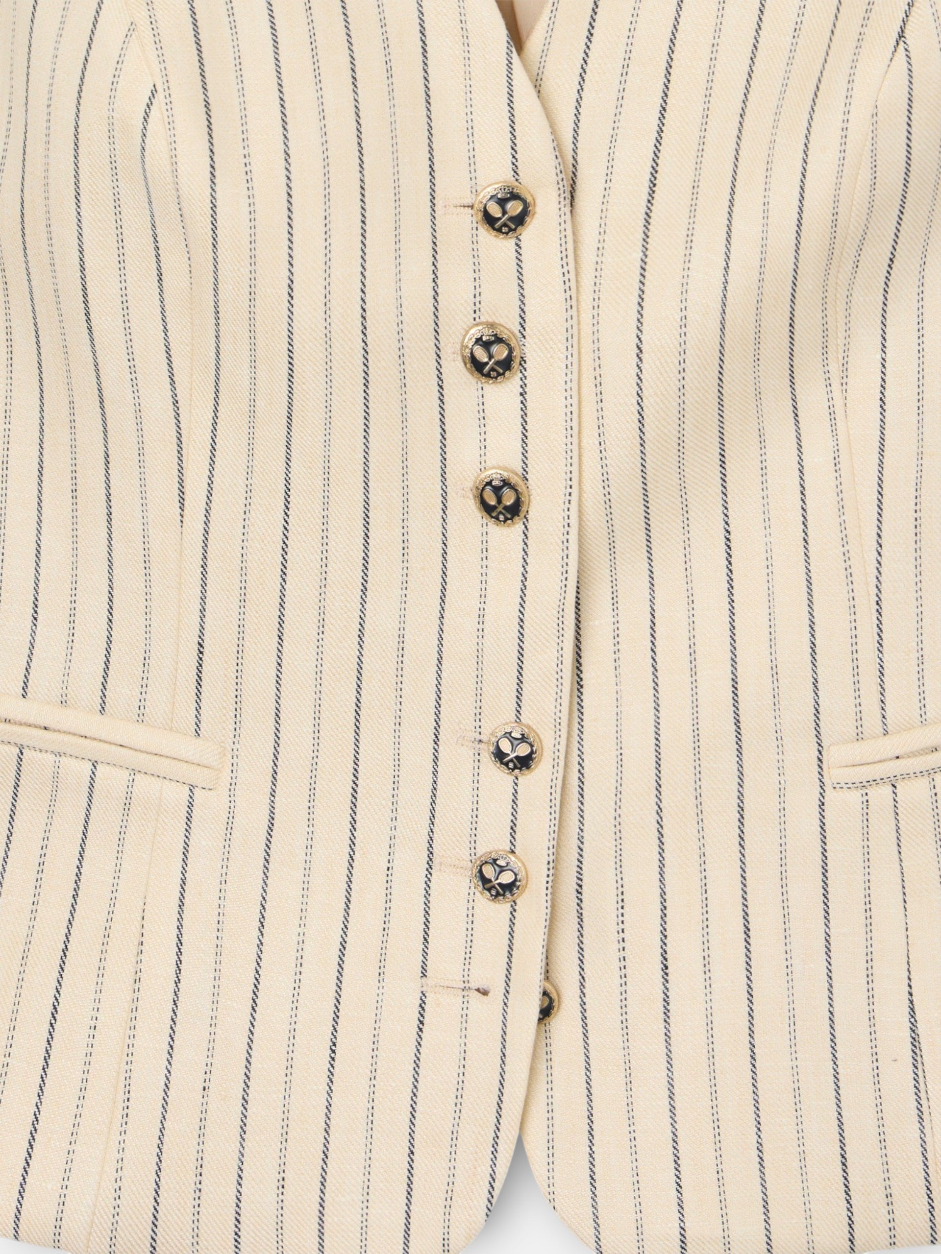 Chaleco aberturas crudo rayas azules