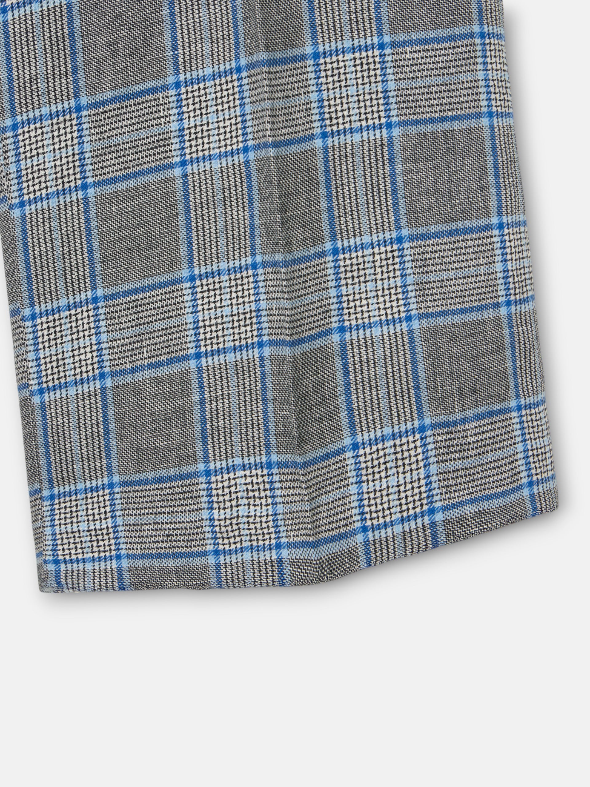 pantalon droit à carreaux bleu marine