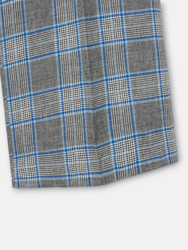Pantalon droit à carreaux marine