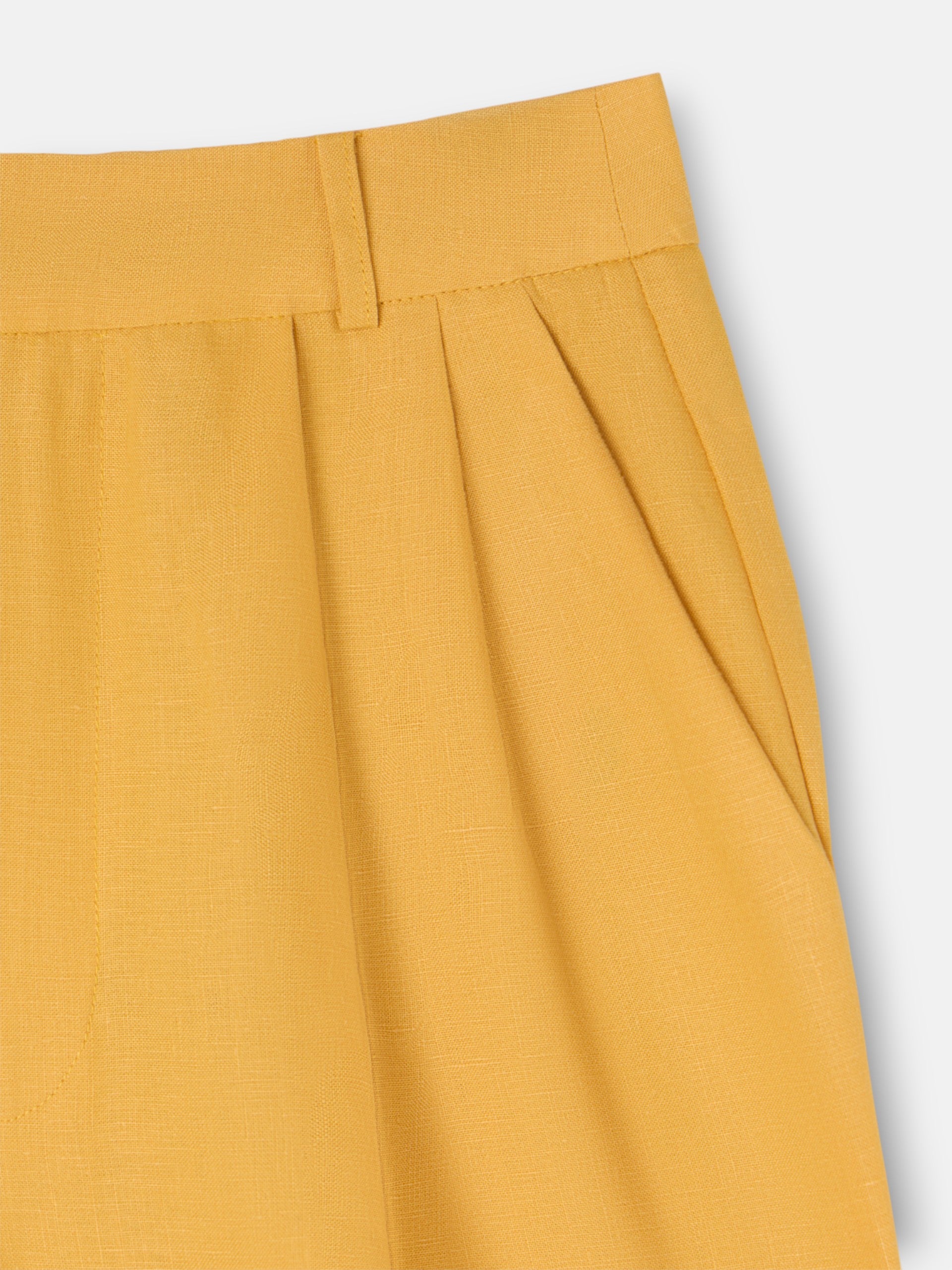 Straight yellow linen trousers
