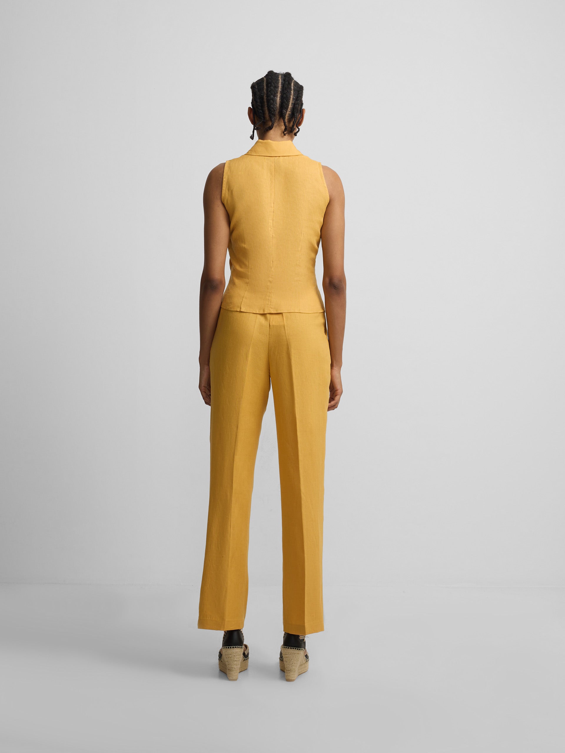 Straight yellow linen trousers