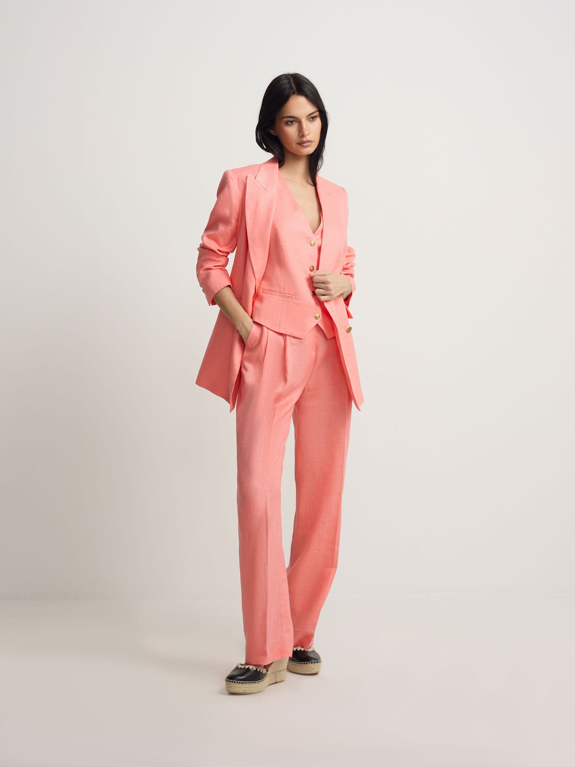 Pantalon recto coral