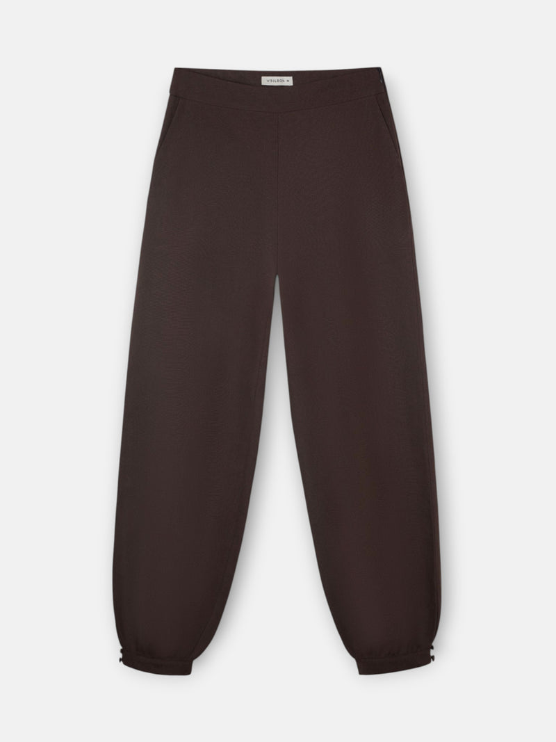 Pantalon bombacho lino marron