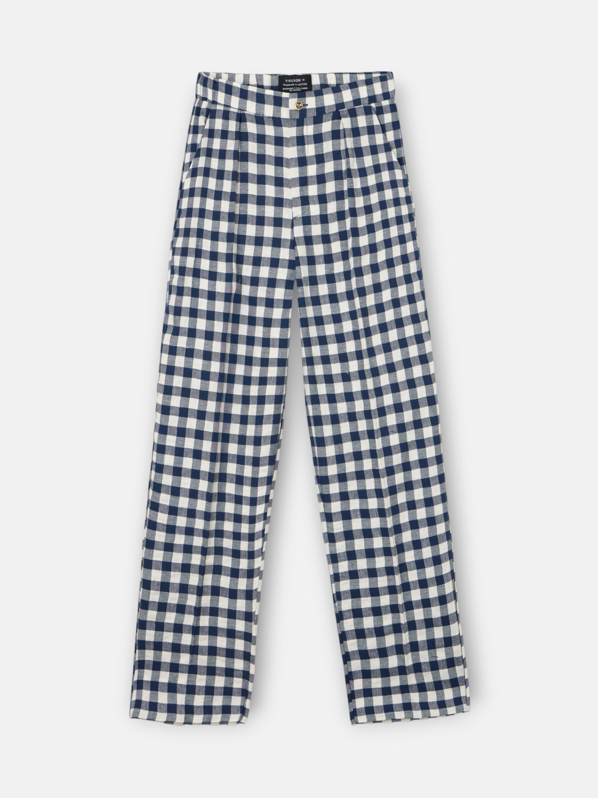 Navy gingham trousers