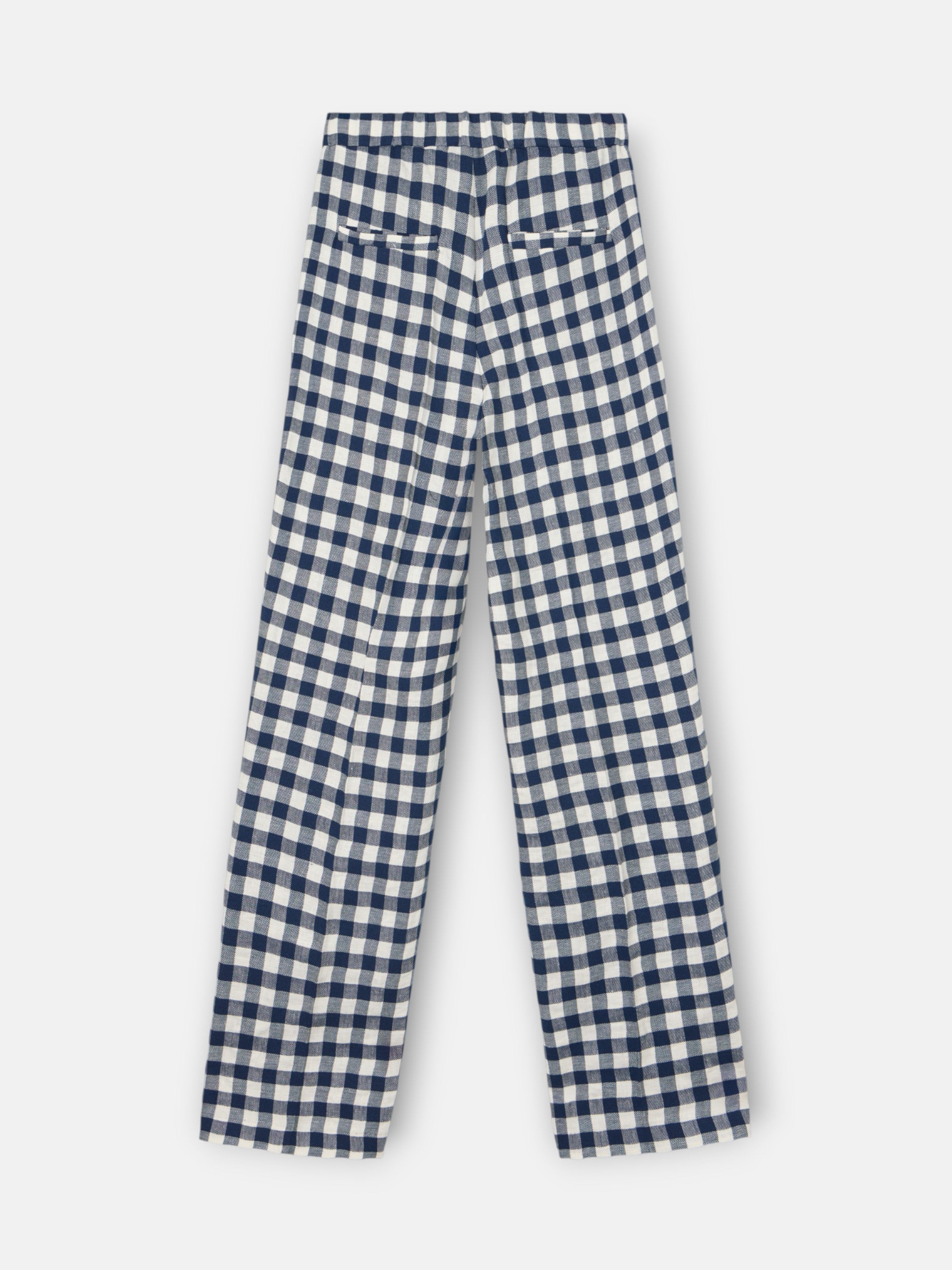Navy gingham trousers