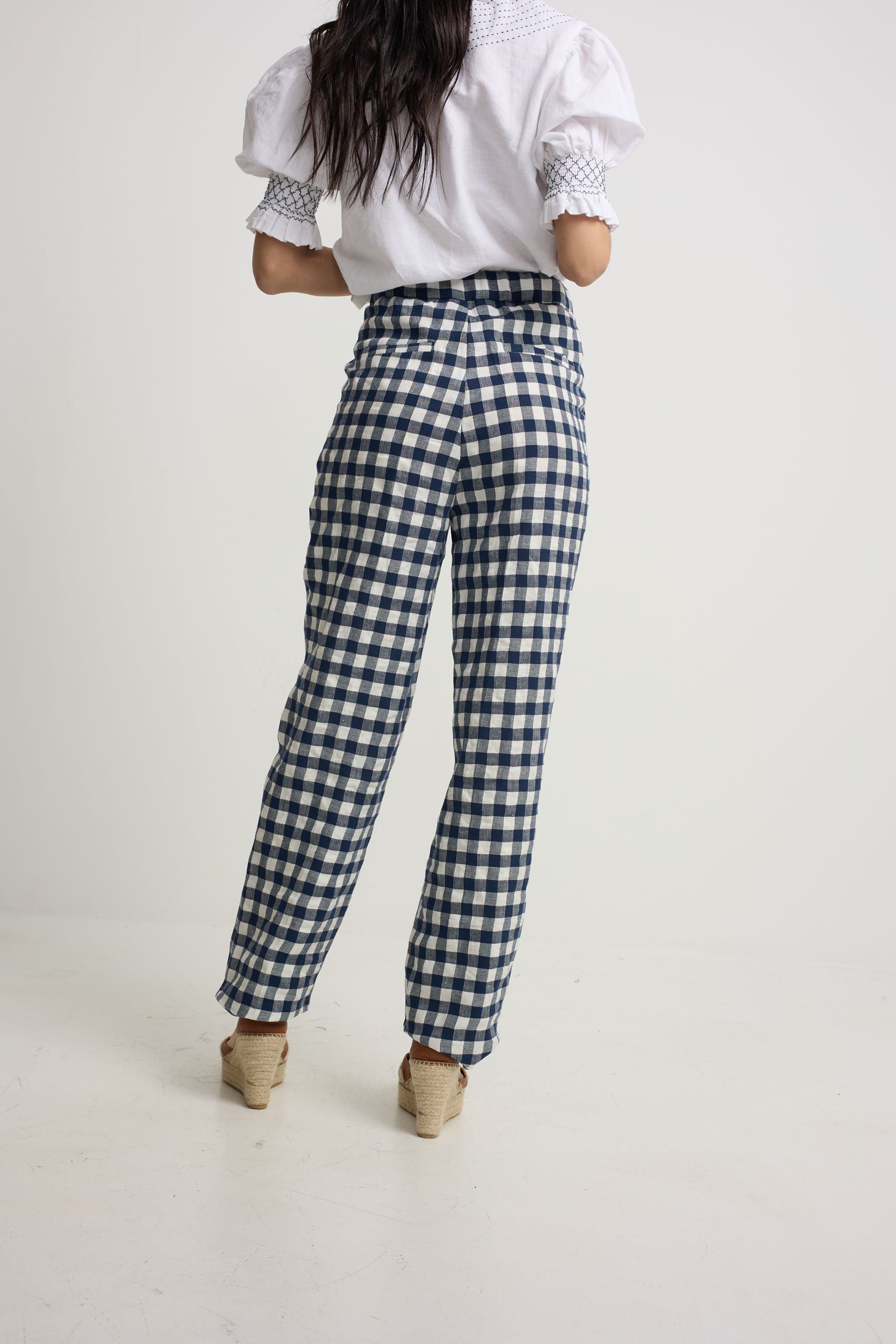 Navy gingham trousers