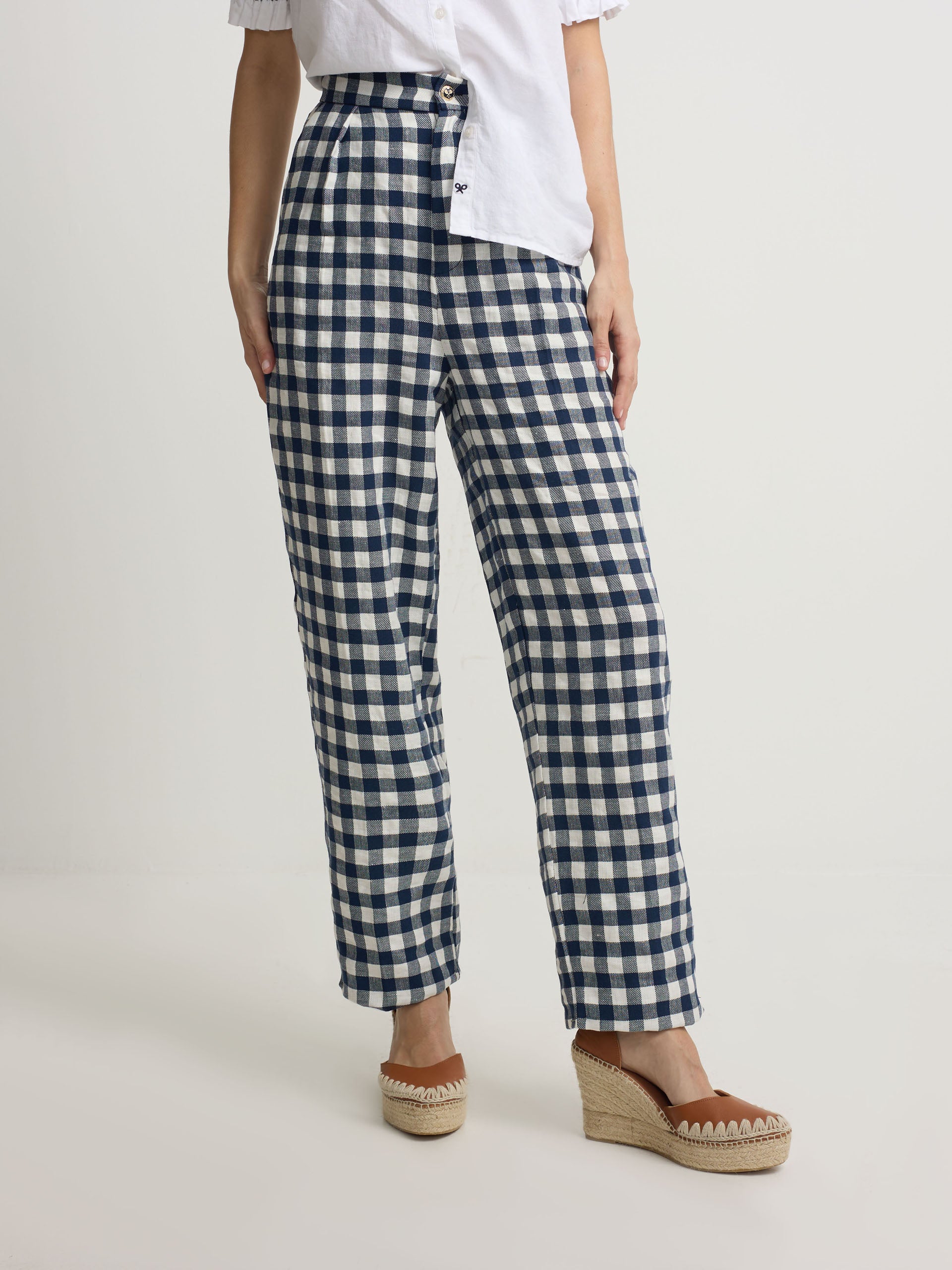 Pantalon trebilla vichy marino