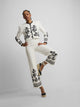 Pantalon estampado flores blanca