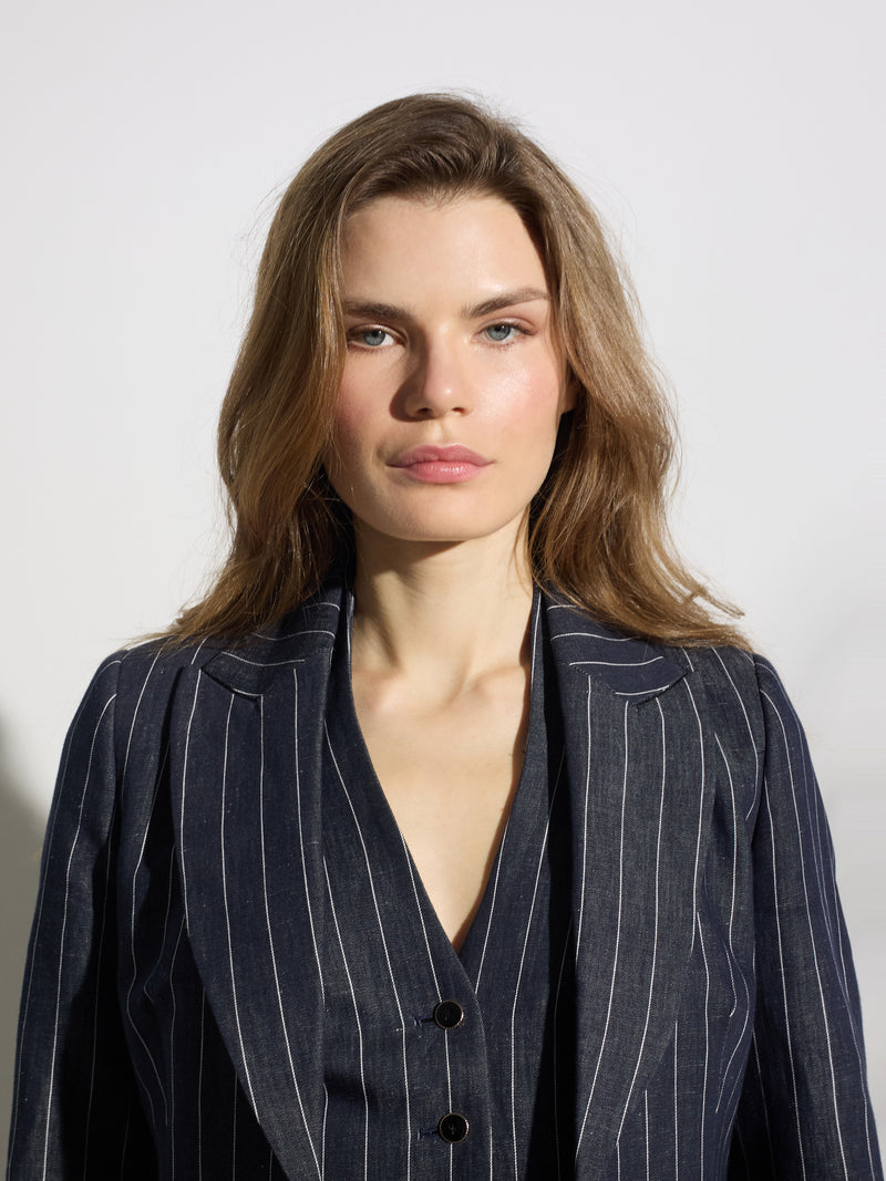 Unique grey pinstripe blazer