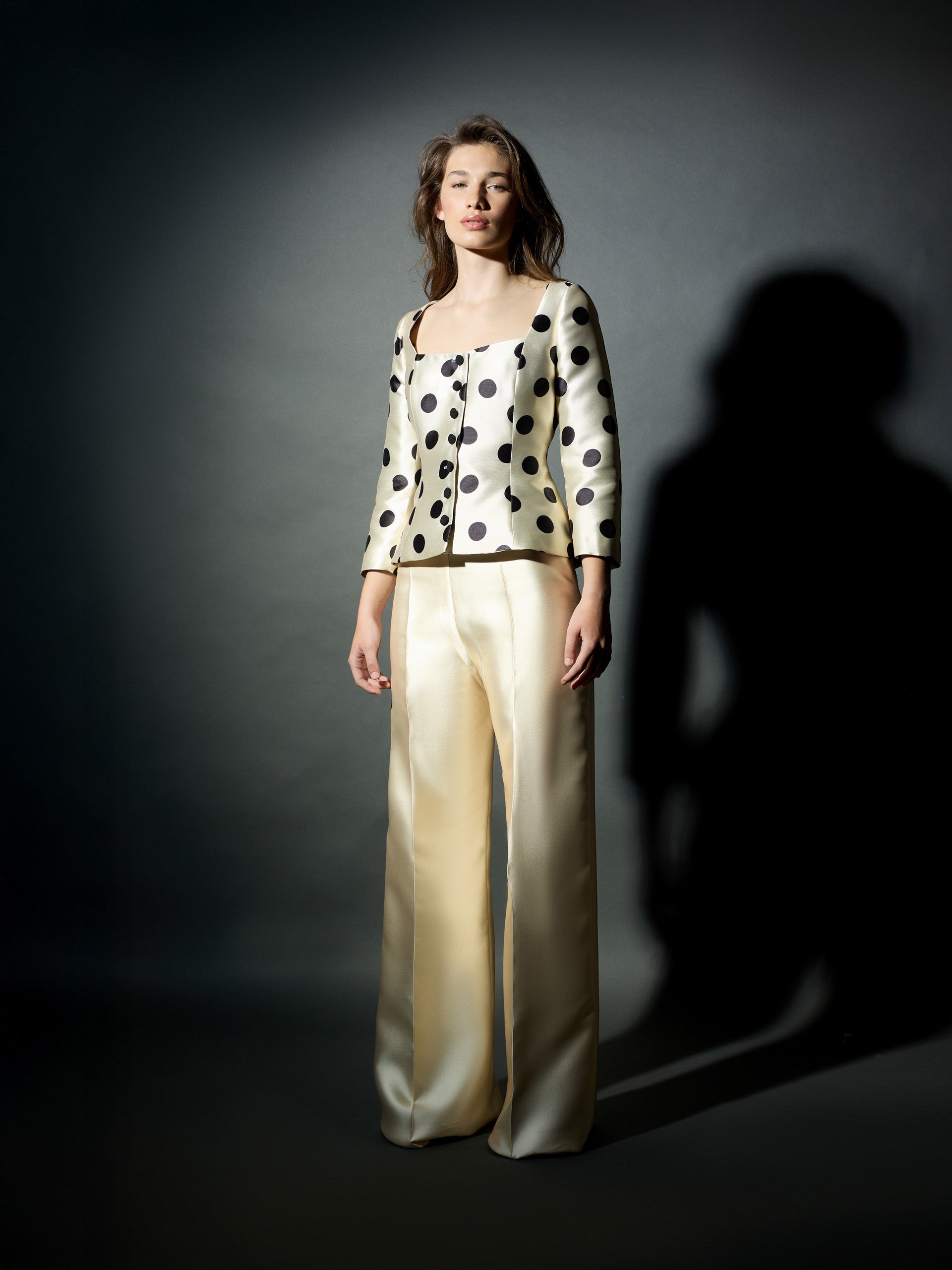 CaprilexSilbon black polka dot mikado jacket