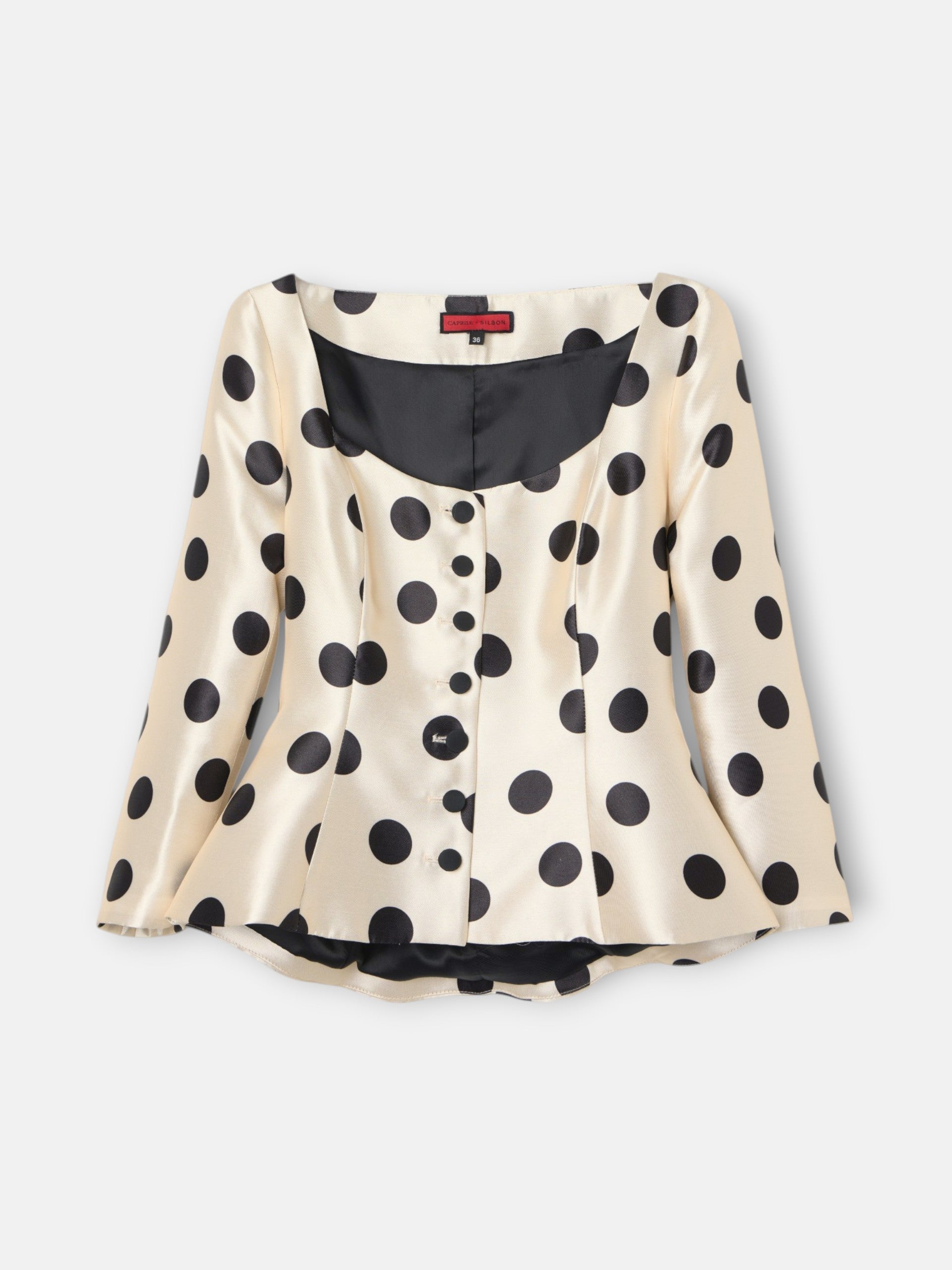 CaprilexSilbon black polka dot mikado jacket