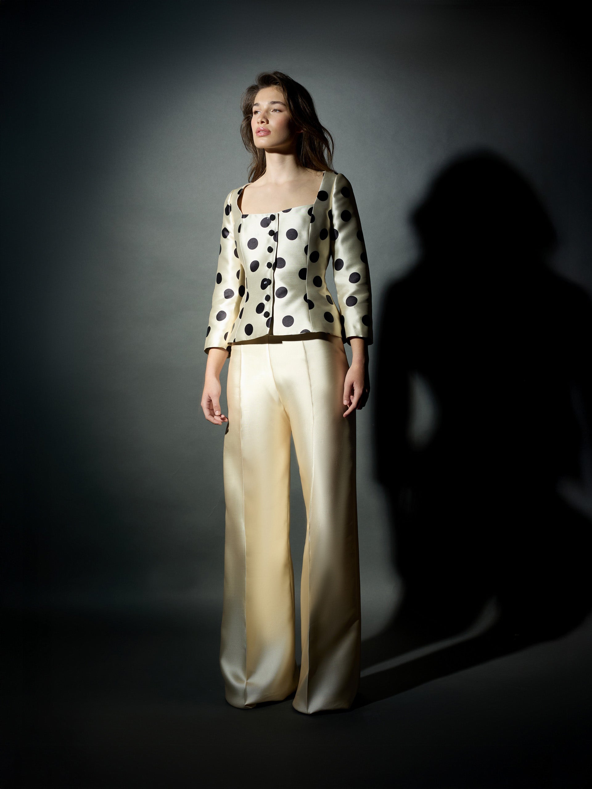 CaprilexSilbon black polka dot mikado jacket