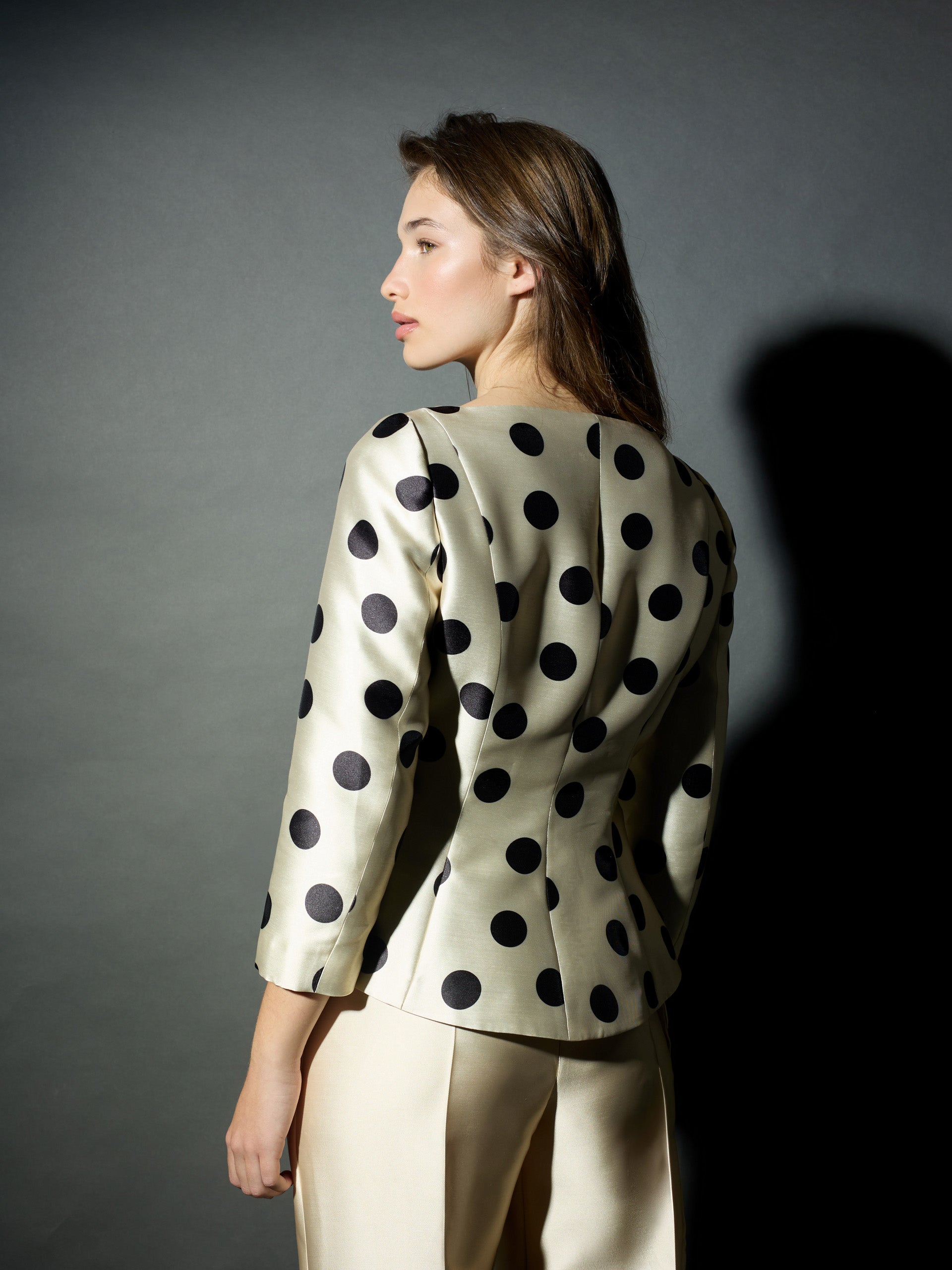 CaprilexSilbon black polka dot mikado jacket