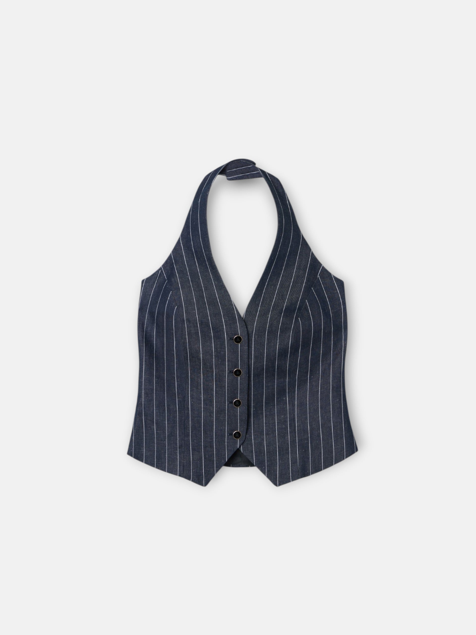 Gilet gris à fines rayures unique