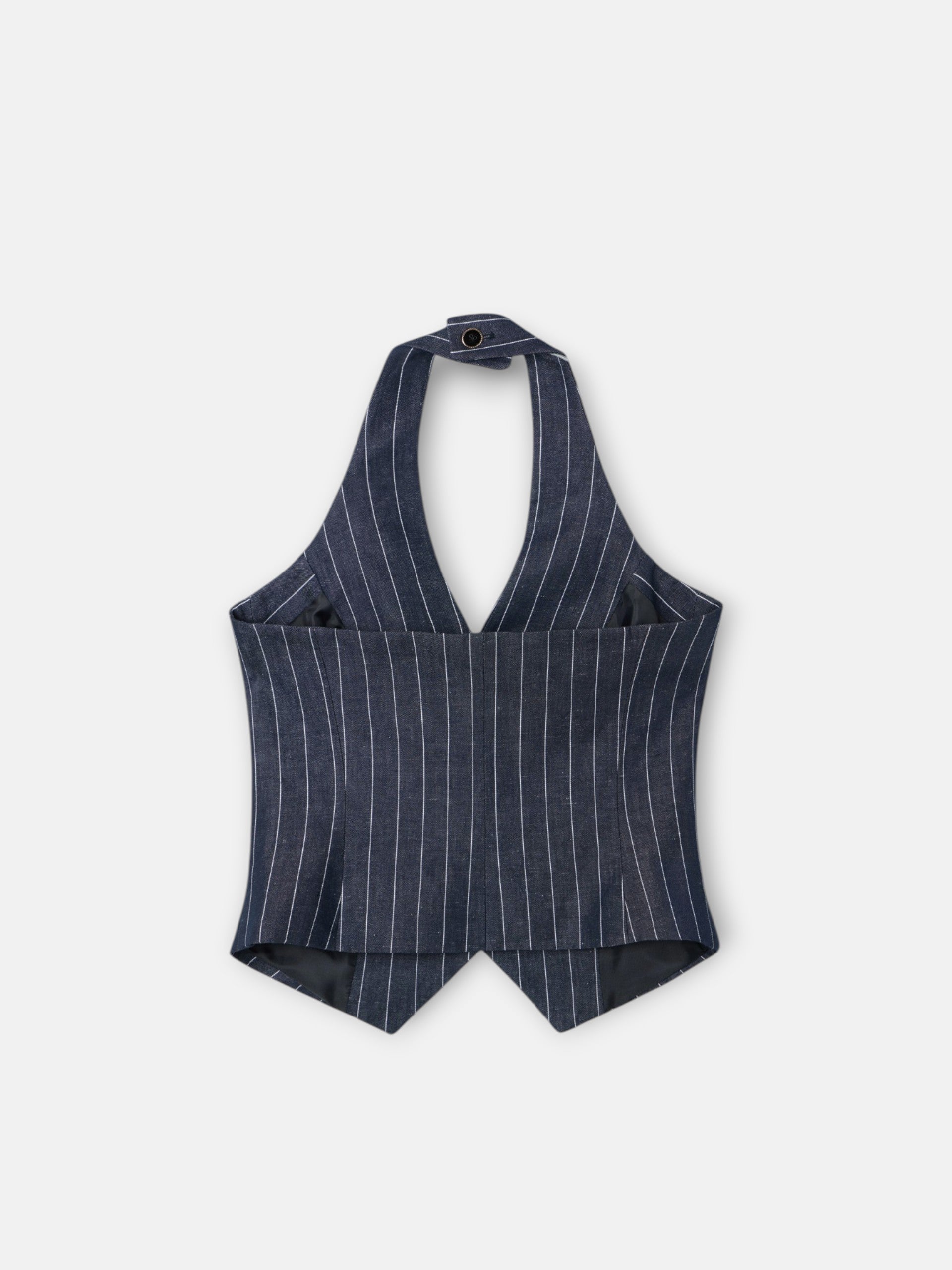 Gilet gris à fines rayures unique