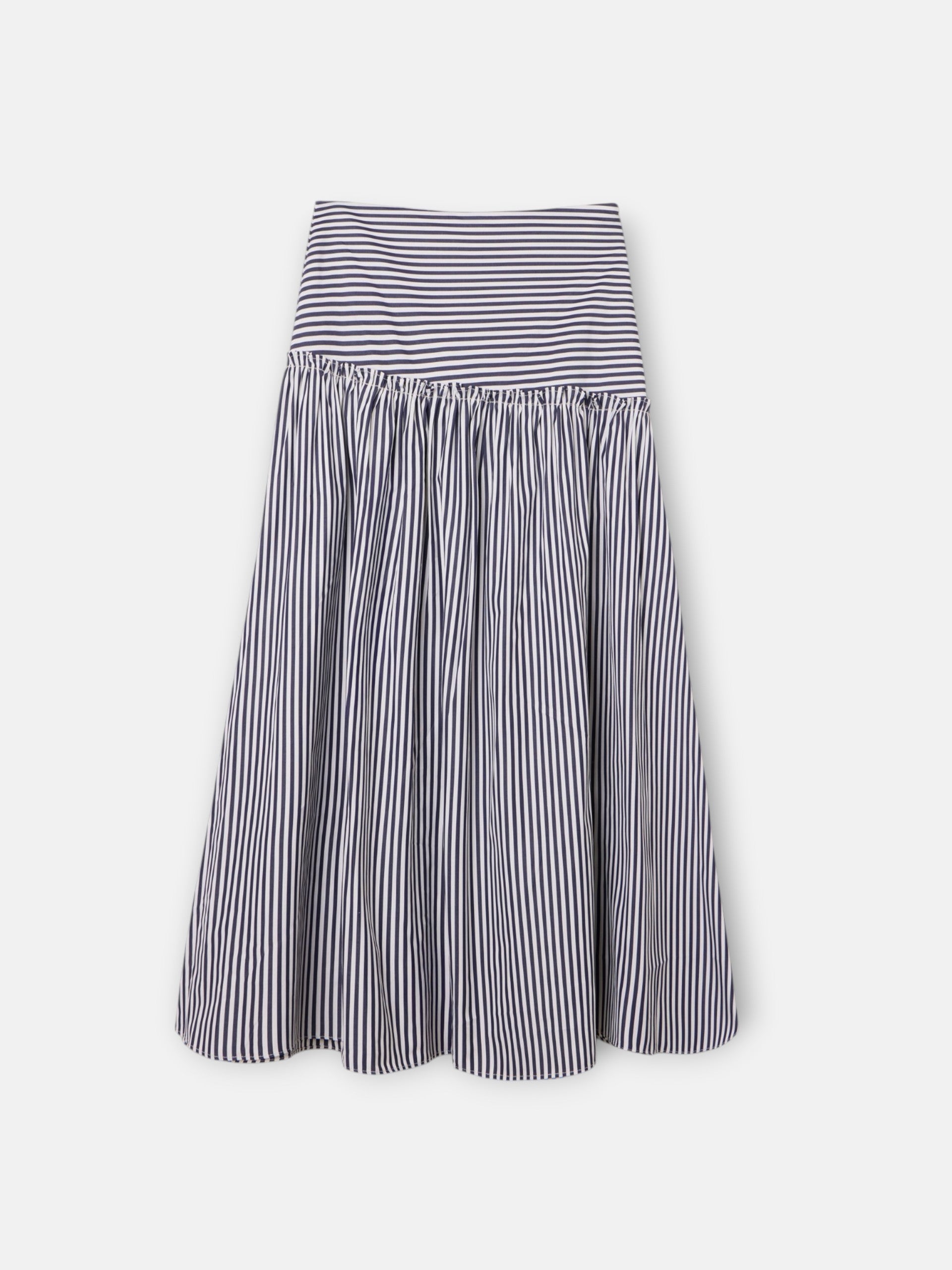 Falda midi unique rayas azul marino