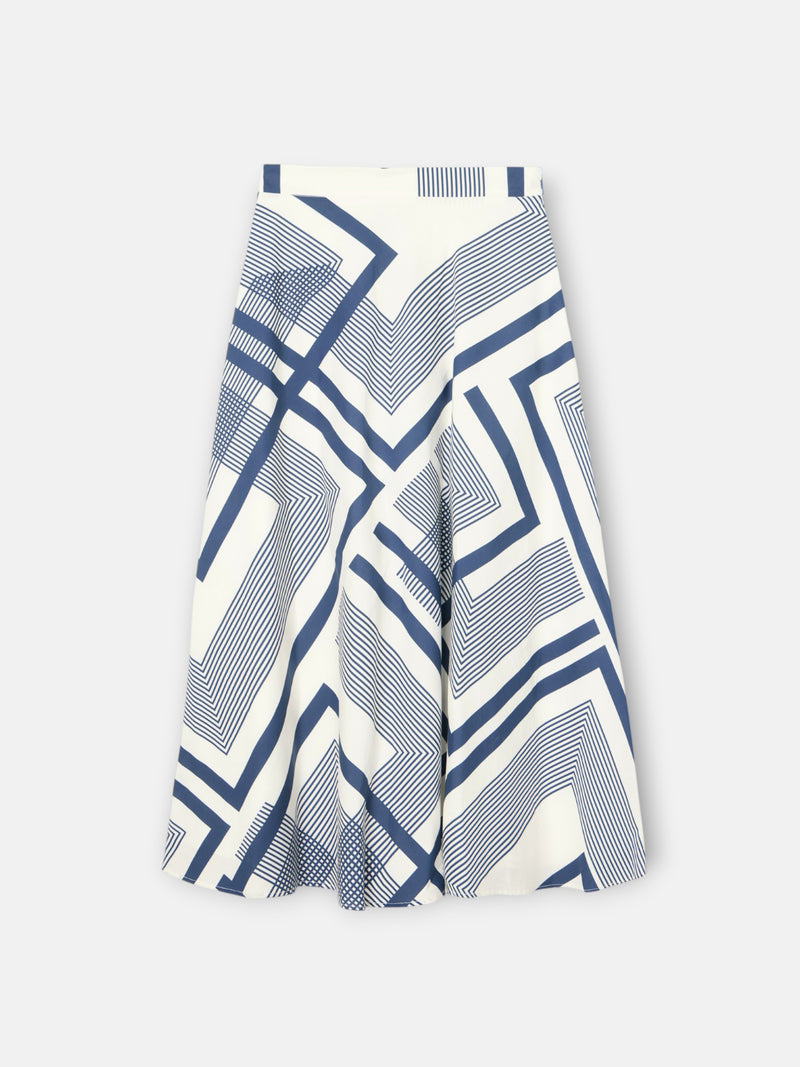 Unique blue print midi skirt