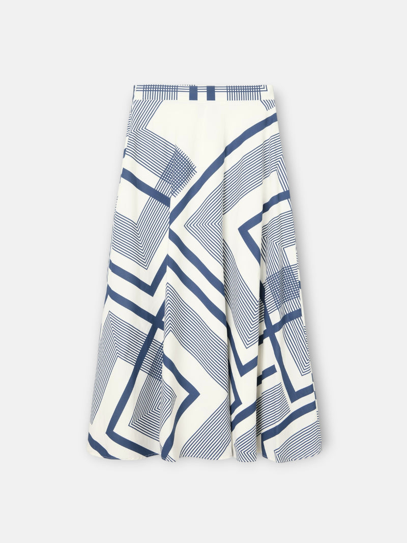 Unique blue print midi skirt