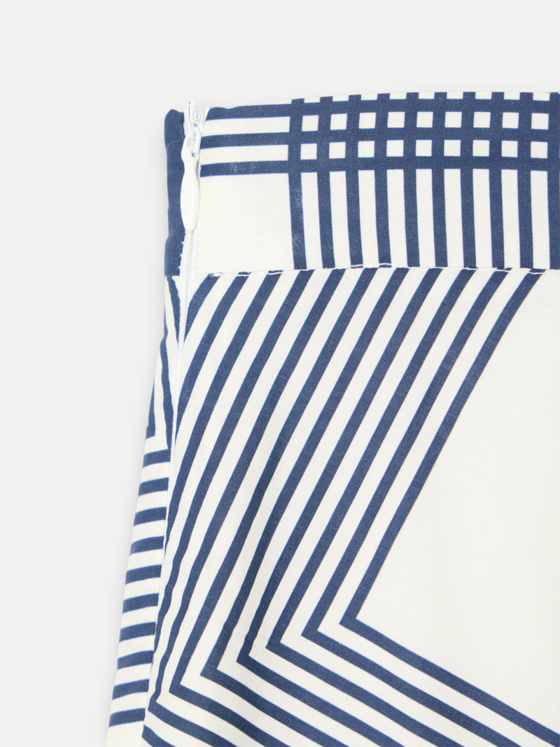 Unique blue print midi skirt