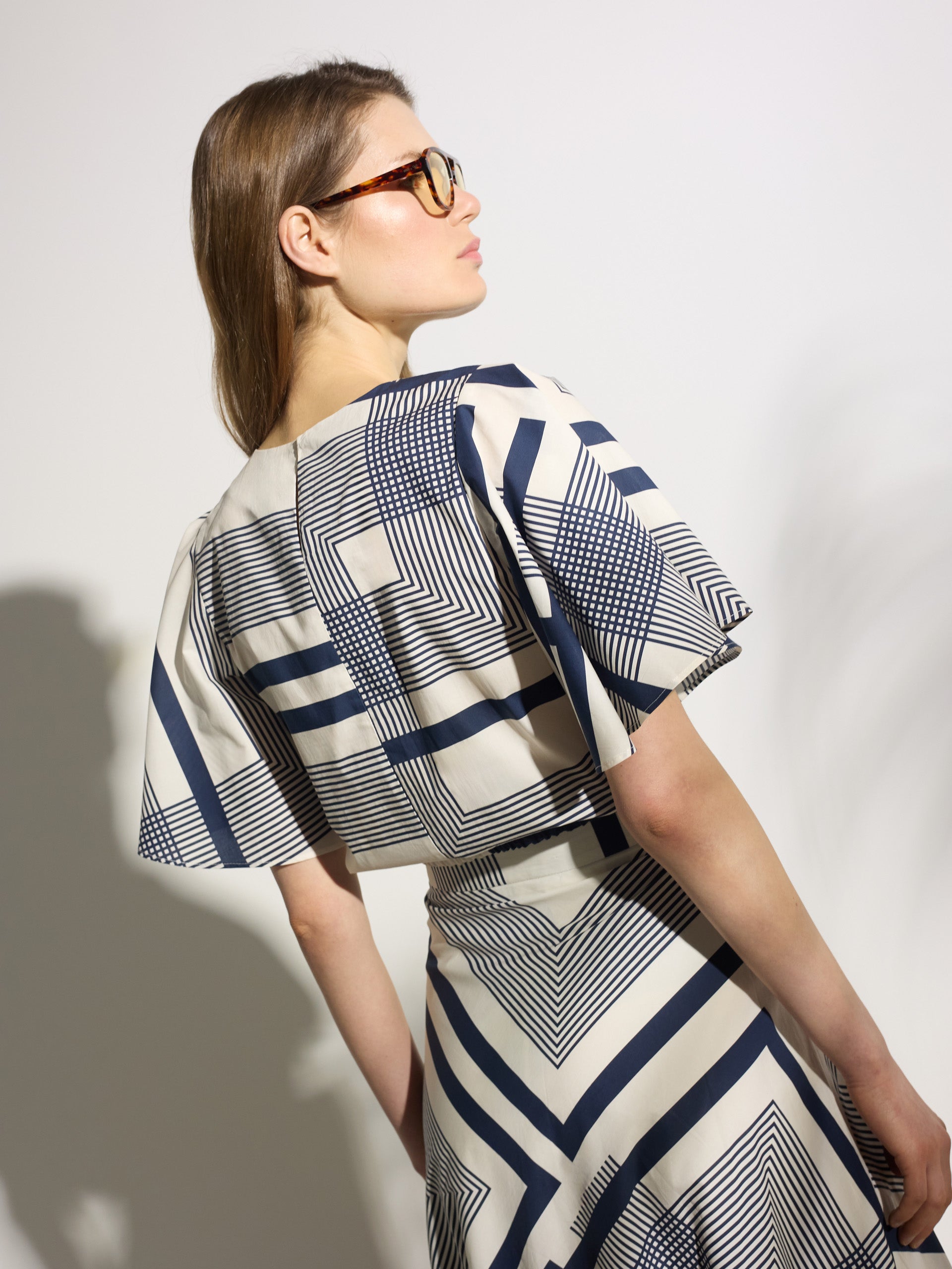 Falda midi unique estampado azul