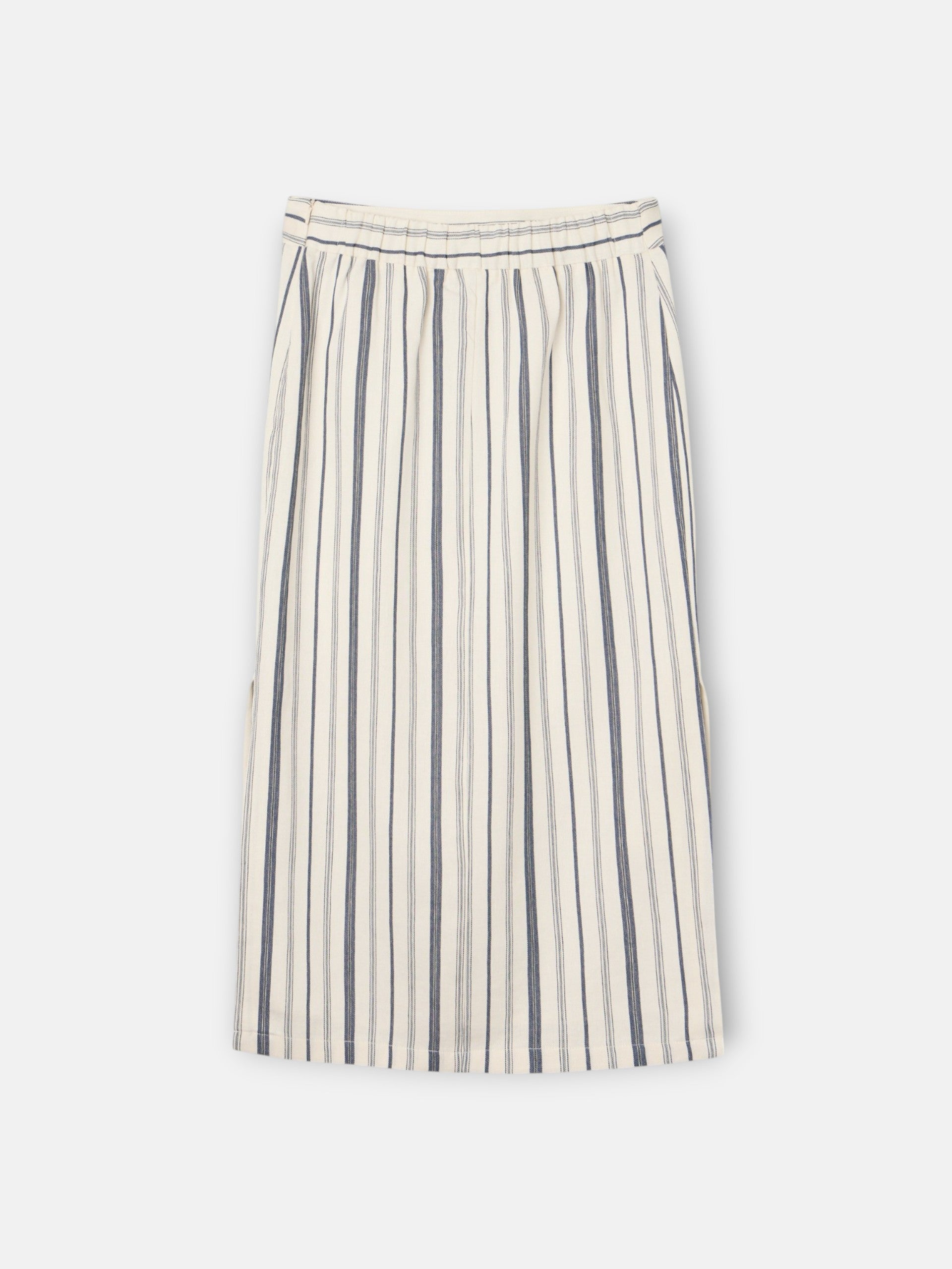 Falda midi unique rayas azul y beige