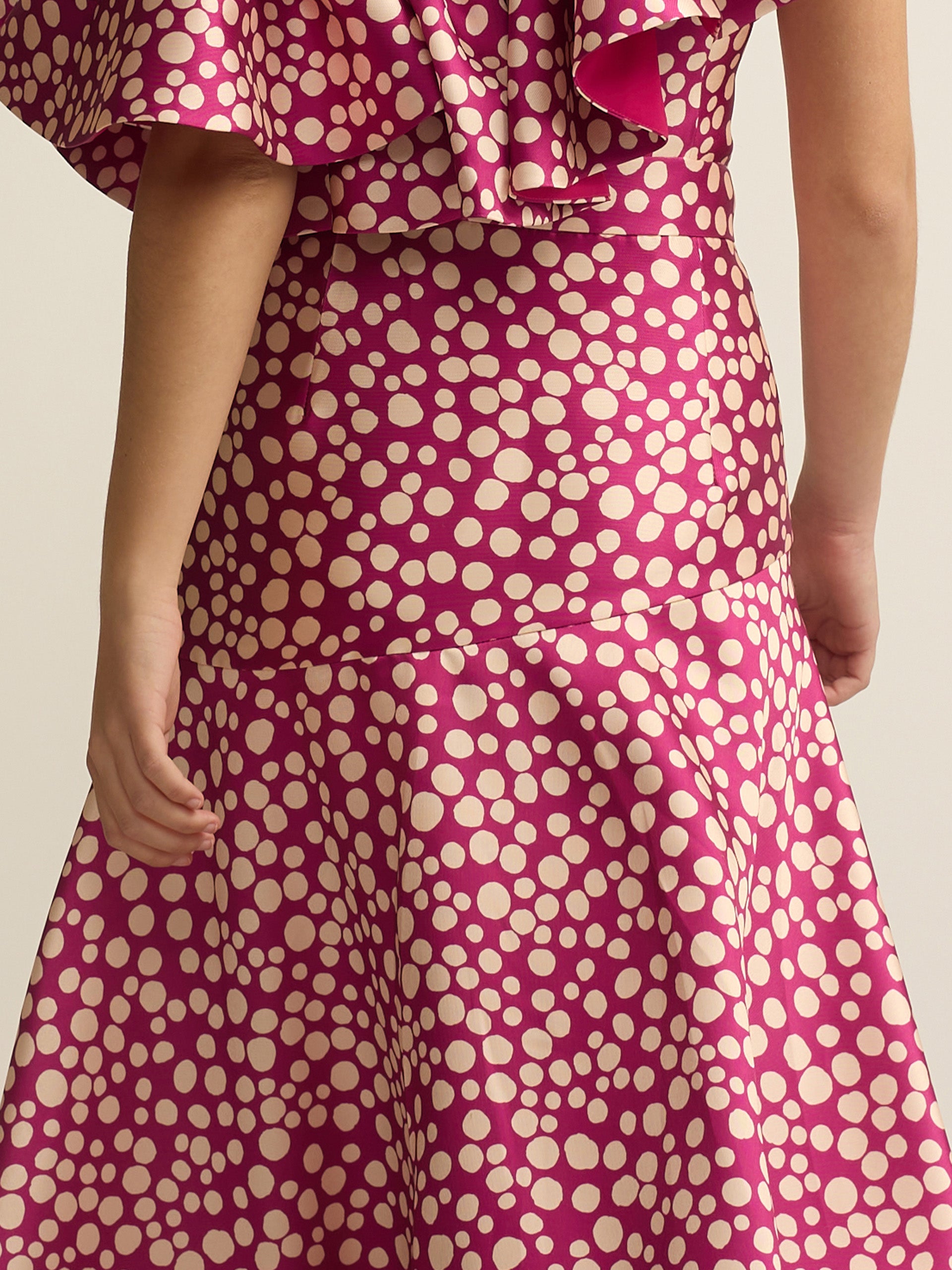 Falda event collection midi estampado morado