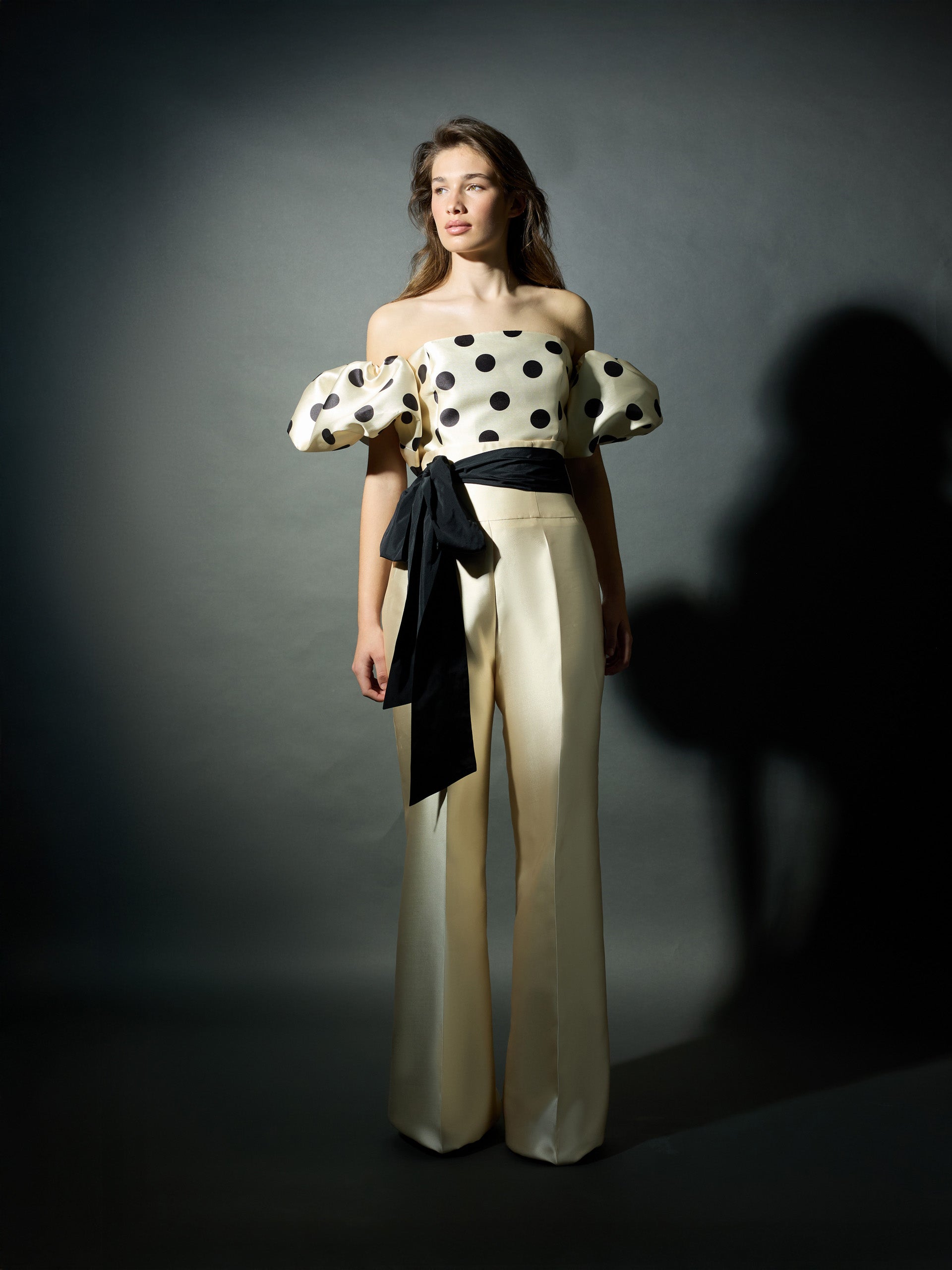 Pantalon CaprilexSilbon mikado vanille et noir