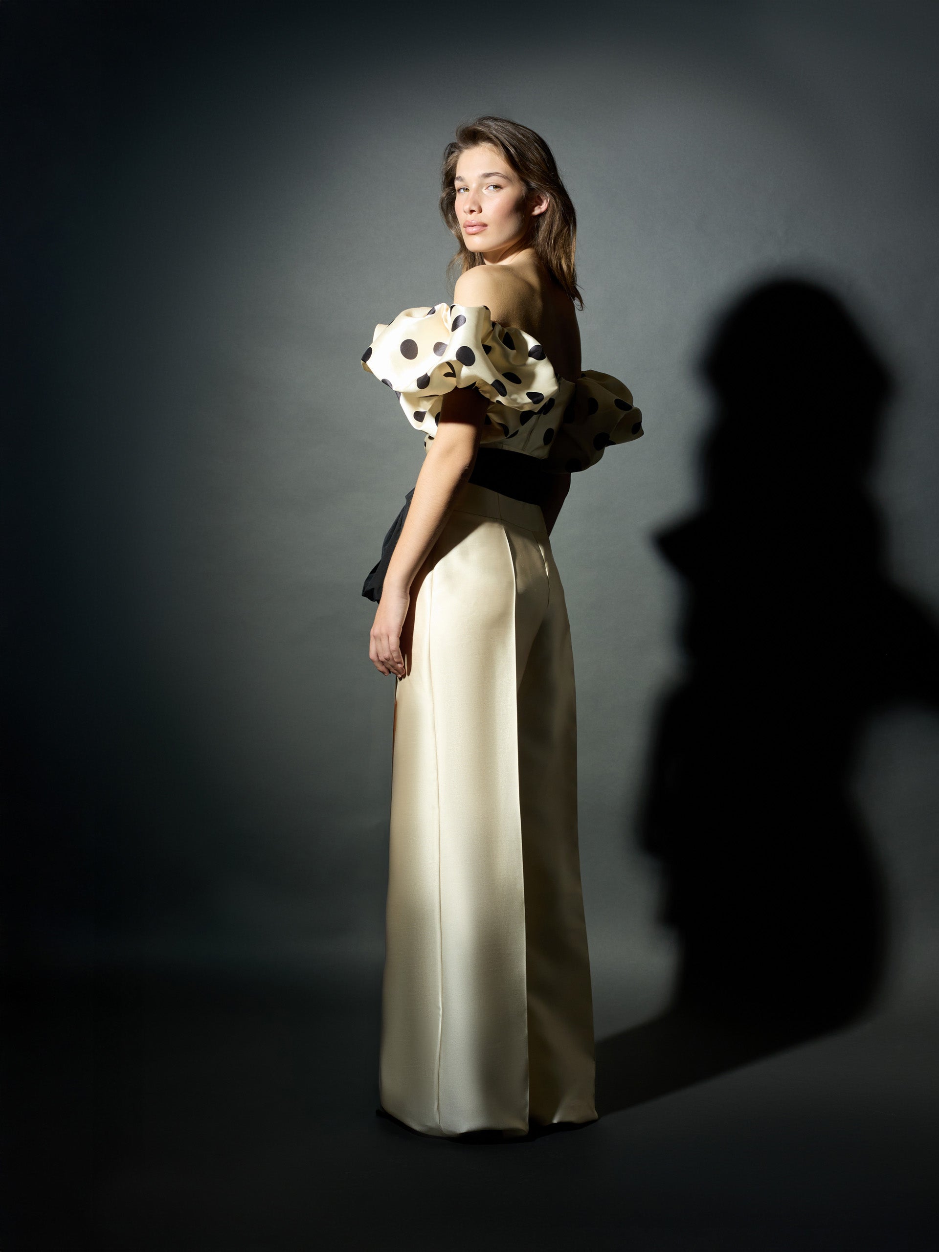 Pantalon CaprilexSilbon mikado vanille et noir