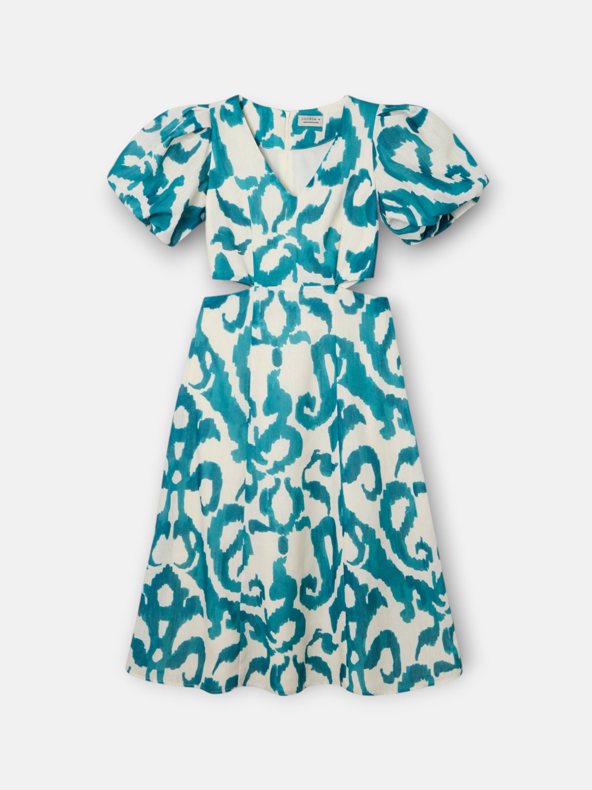 Green print cut-out dress from the Event Collection