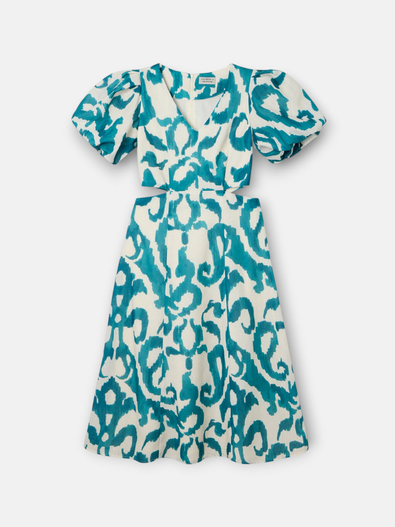 Robe de la collection événementielle à découpes imprimé vert