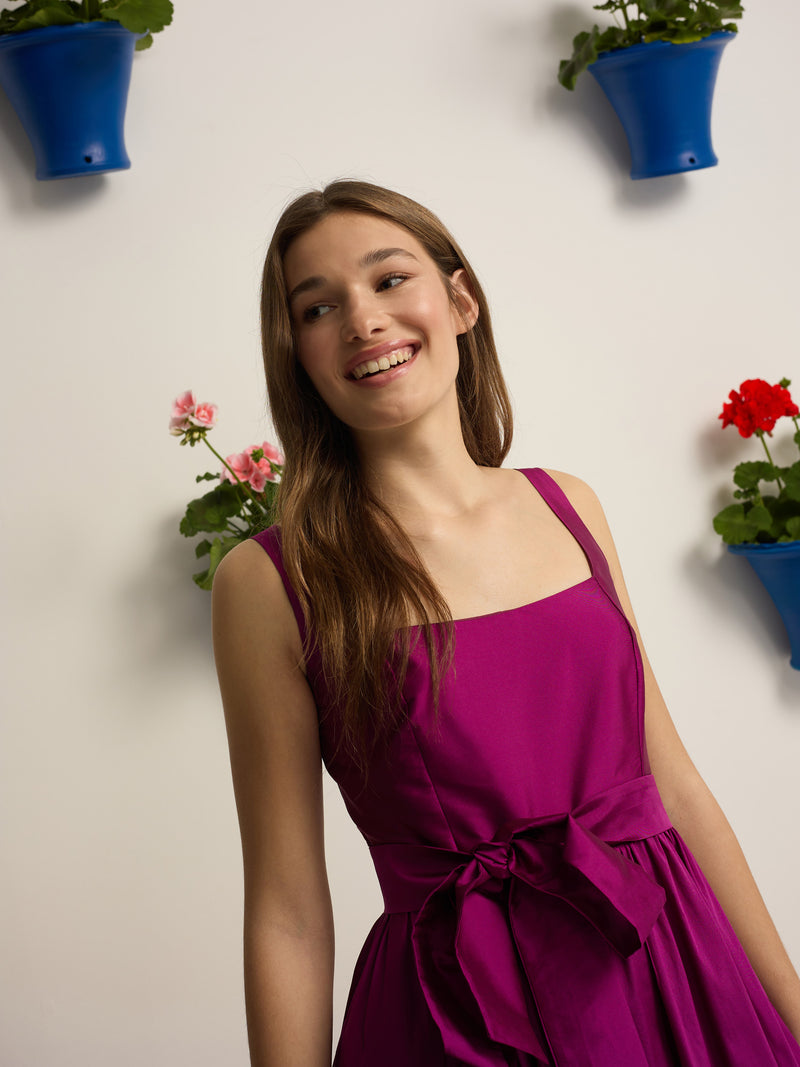 Vestido coleção de eventos tafetá roxo
