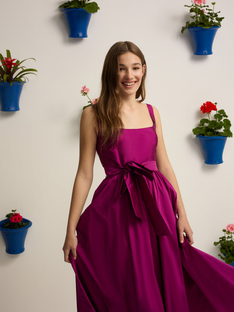 Vestido coleção de eventos tafetá roxo
