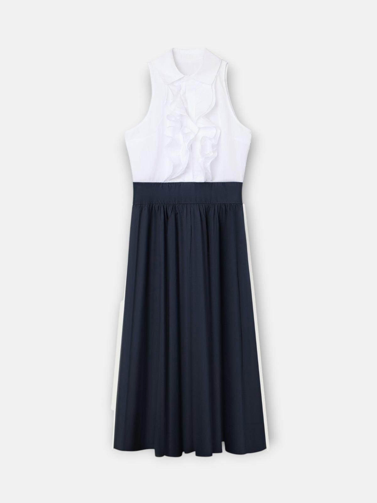 Robe chemise unique bleu marine et blanc