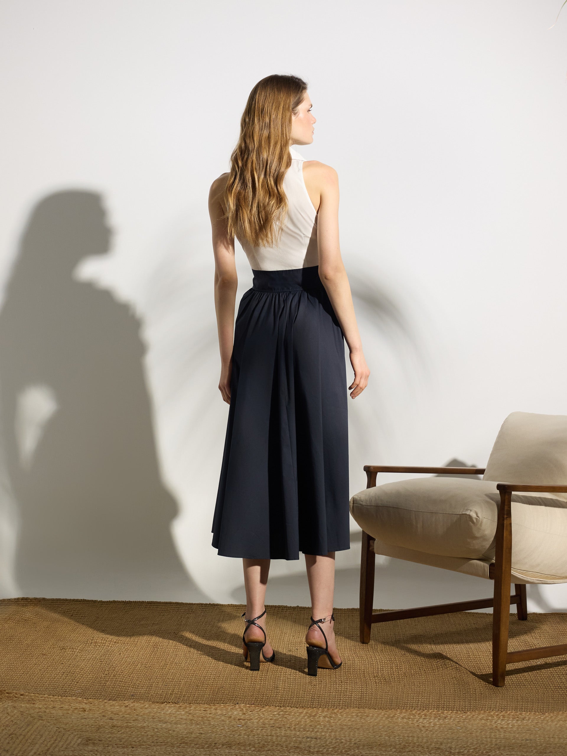 Vestido unique camisero azul marino y blanco