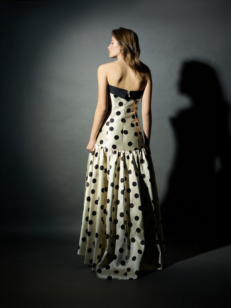 Robe CaprilexSilbon à pois vanille et noir