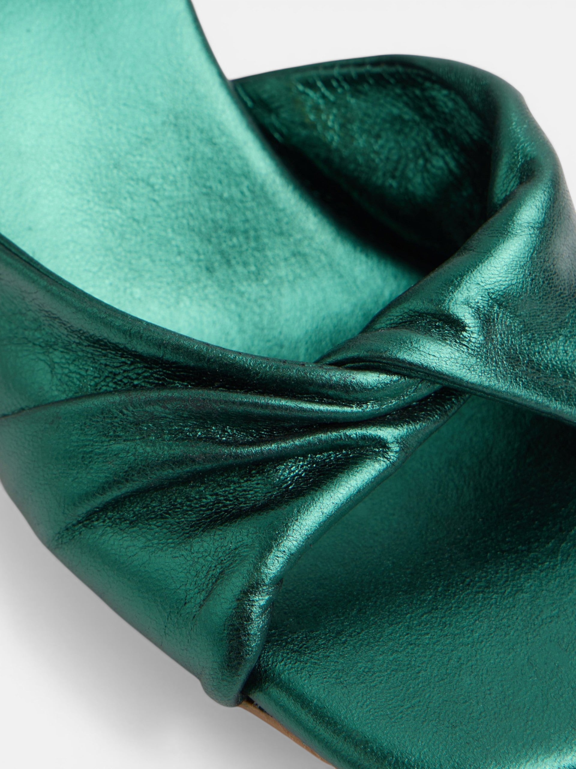 Metallic green heel sandal
