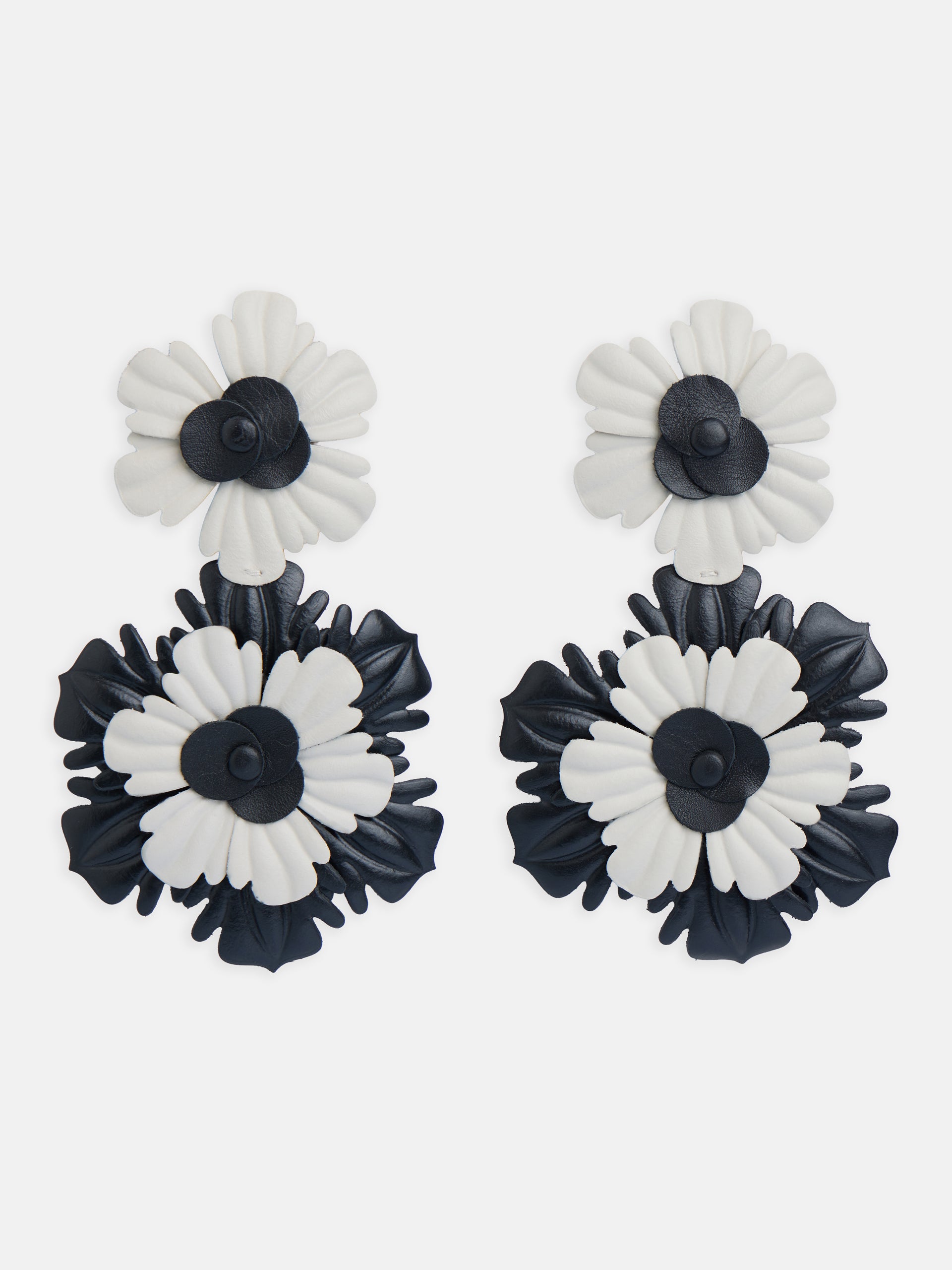 Pendiente largo velada flor napa bicolor