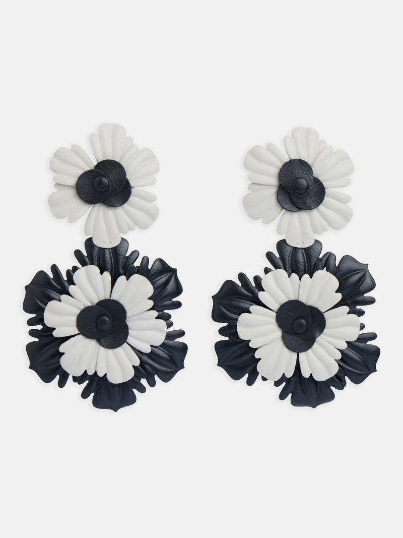 Long evening earring with two-tone napa flower