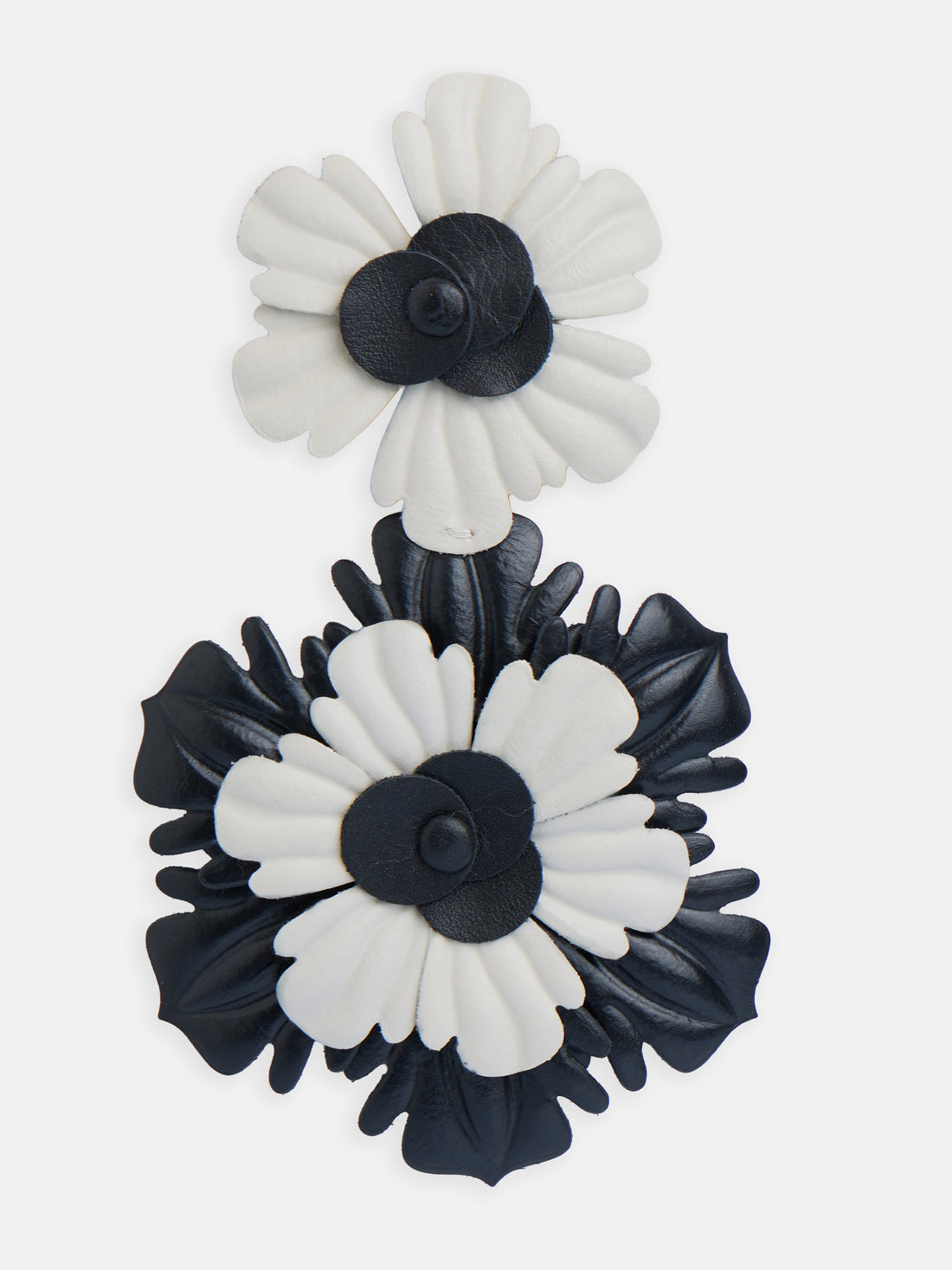 Long evening earring with two-tone napa flower