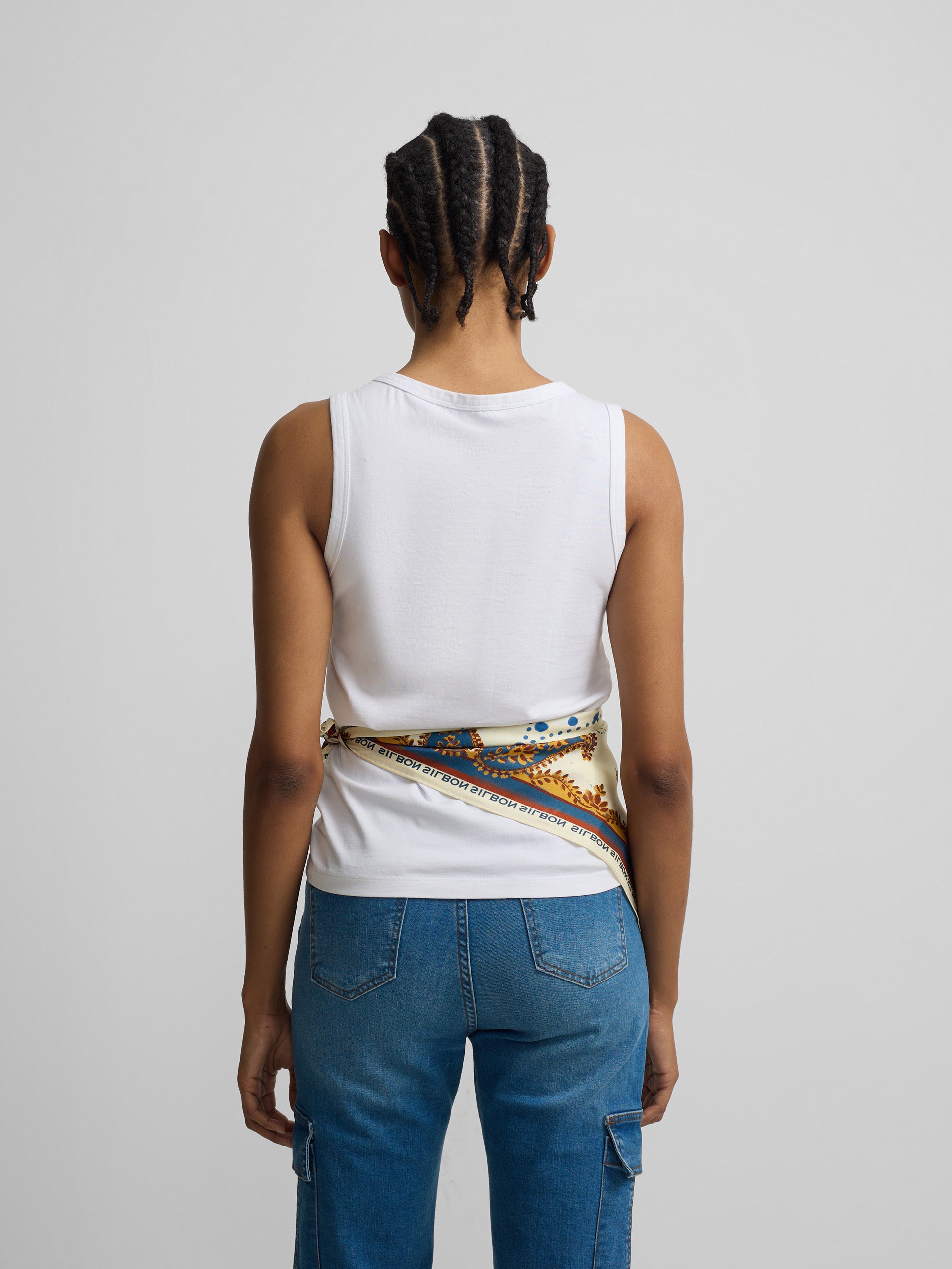 Débardeur femme blanc avec application en cristal